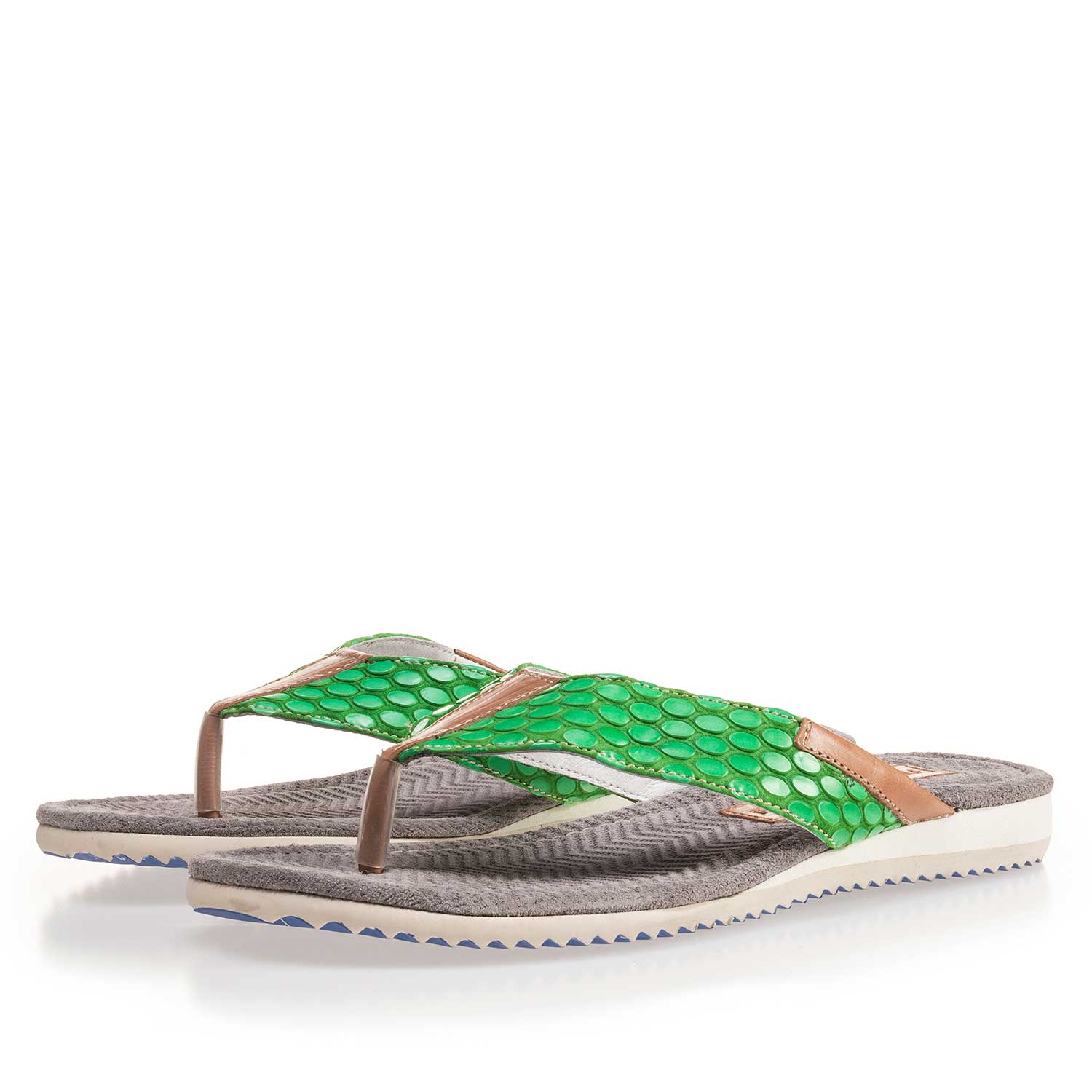20022/24 - Green, printed slipper made of leather 20022/24 - Green, printed slipper made of leather