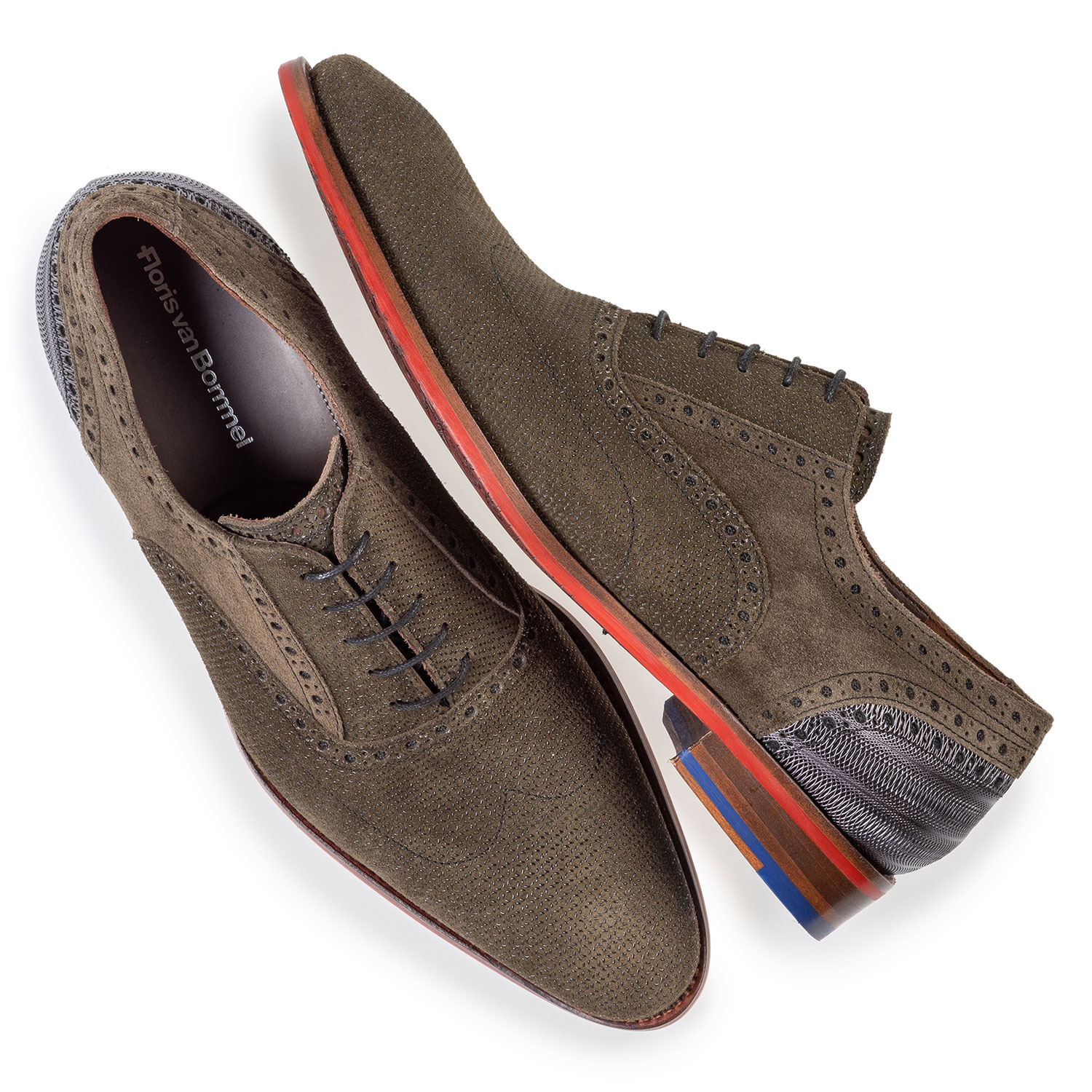 19109/09 - Lace shoe dark green with print 19109/09 - Lace shoe dark green with print