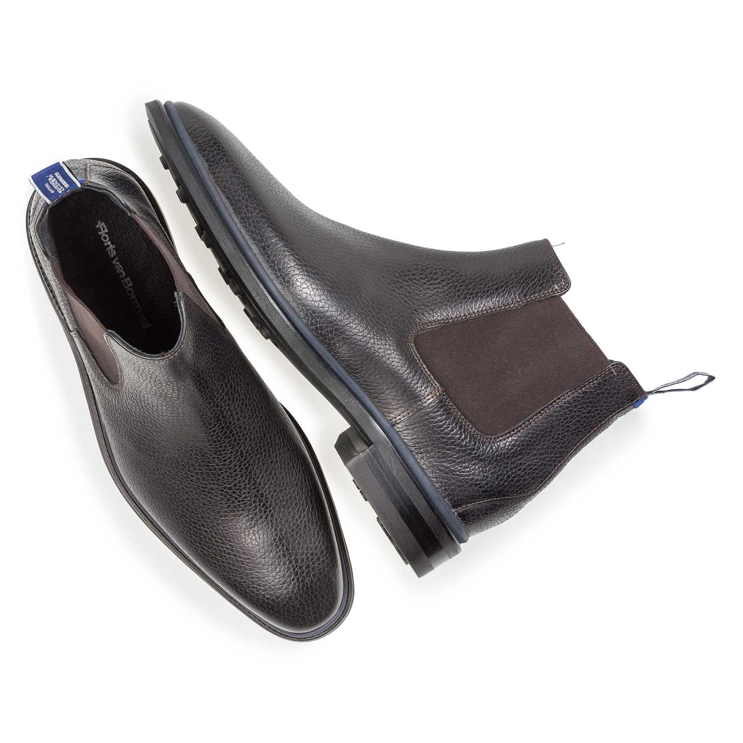 10669/05 - Zwarte kalfsleren chelsea boot met print 10669/05 - Zwarte kalfsleren chelsea boot met print