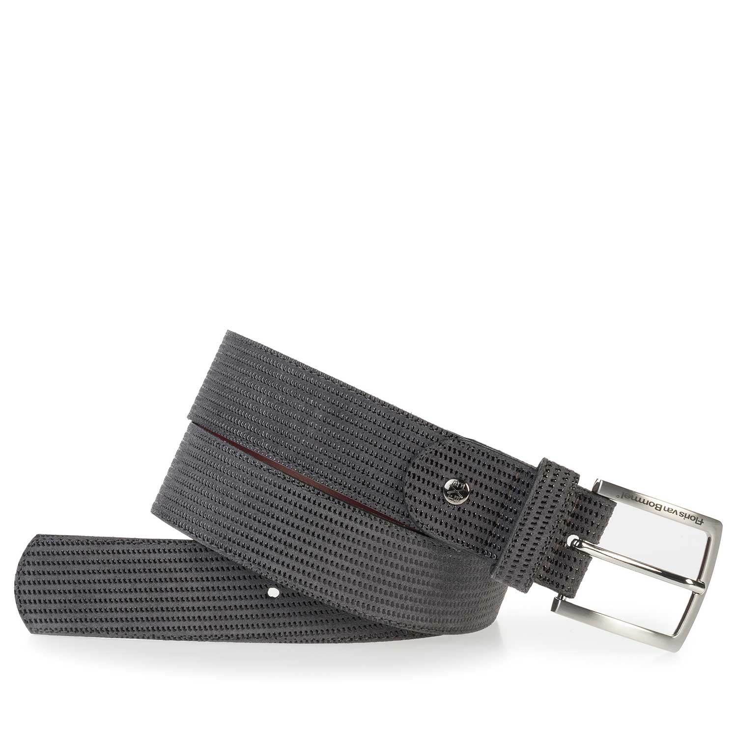 75184/03 - Donkergrijze suède riem met print 75184/03 - Donkergrijze suède riem met print