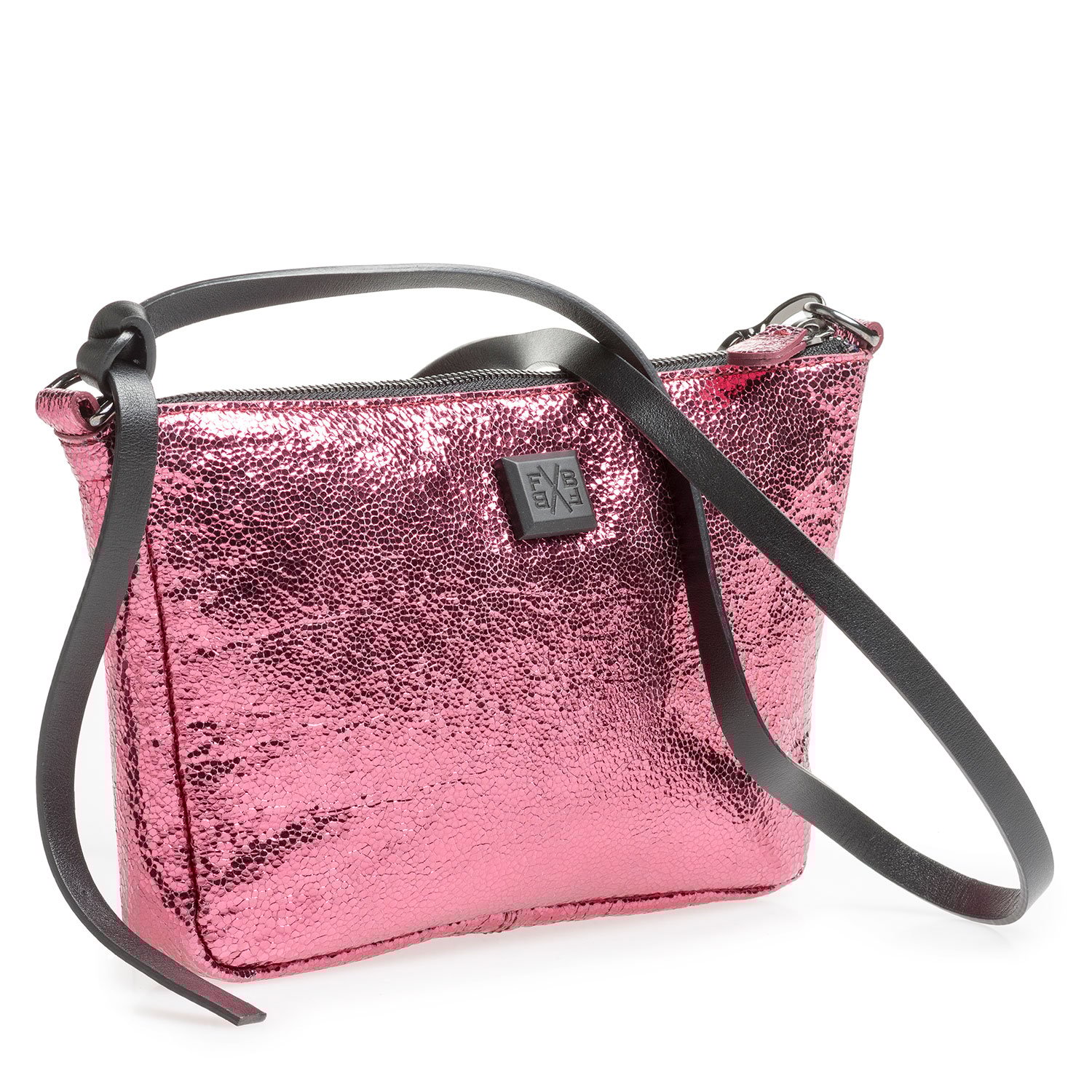 89019/12 - Pink leather bag with metallic print 89019/12 - Pink leather bag with metallic print