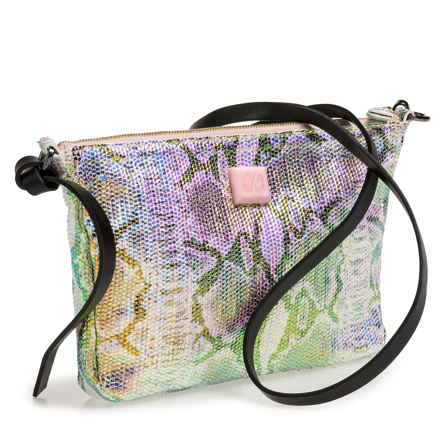 89019/06 - Leren tas met groen/gouden metallicprint 89019/06 - Leren tas met groen/gouden metallicprint