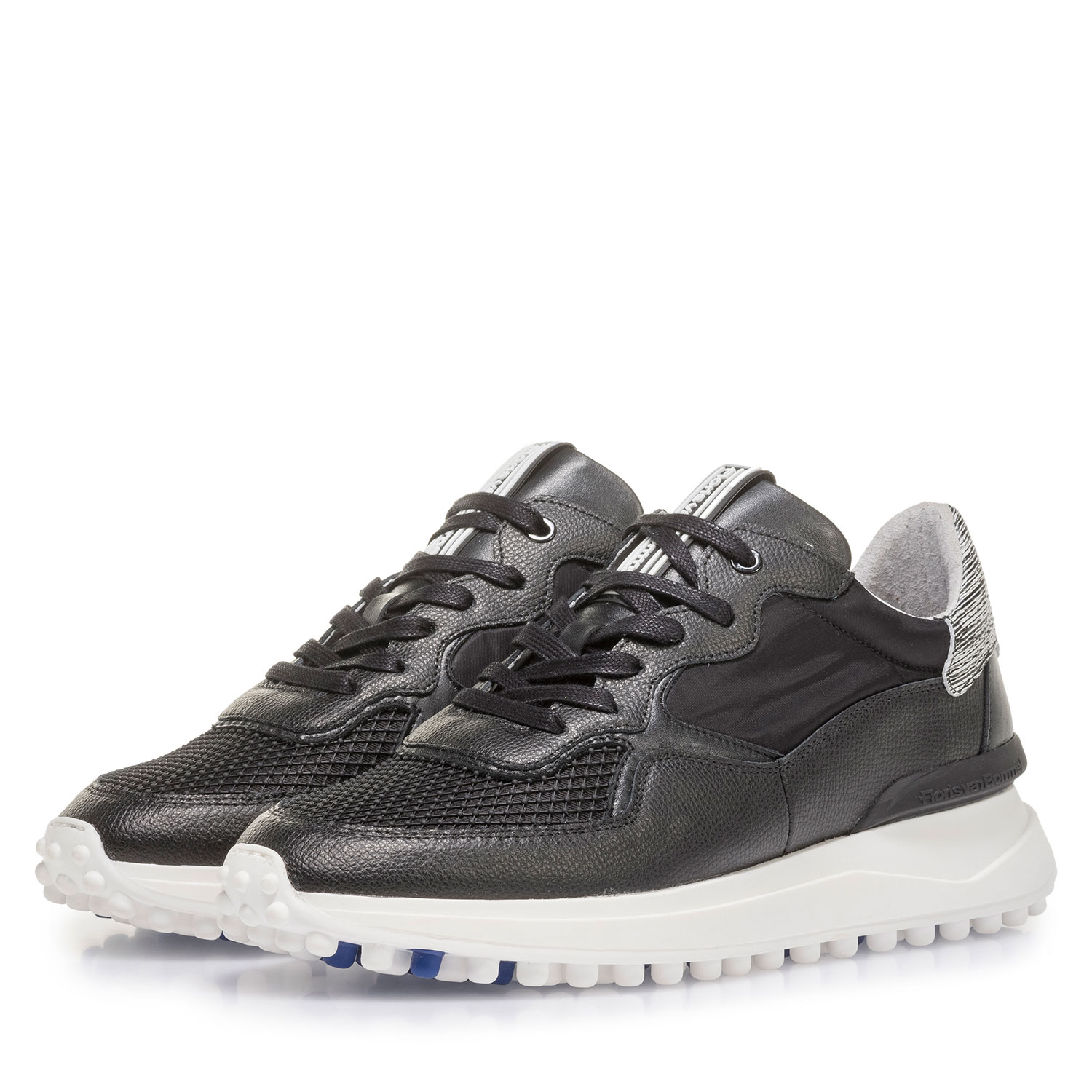 16301/13 - Zwarte leren sneaker met print 16301/13 - Zwarte leren sneaker met print