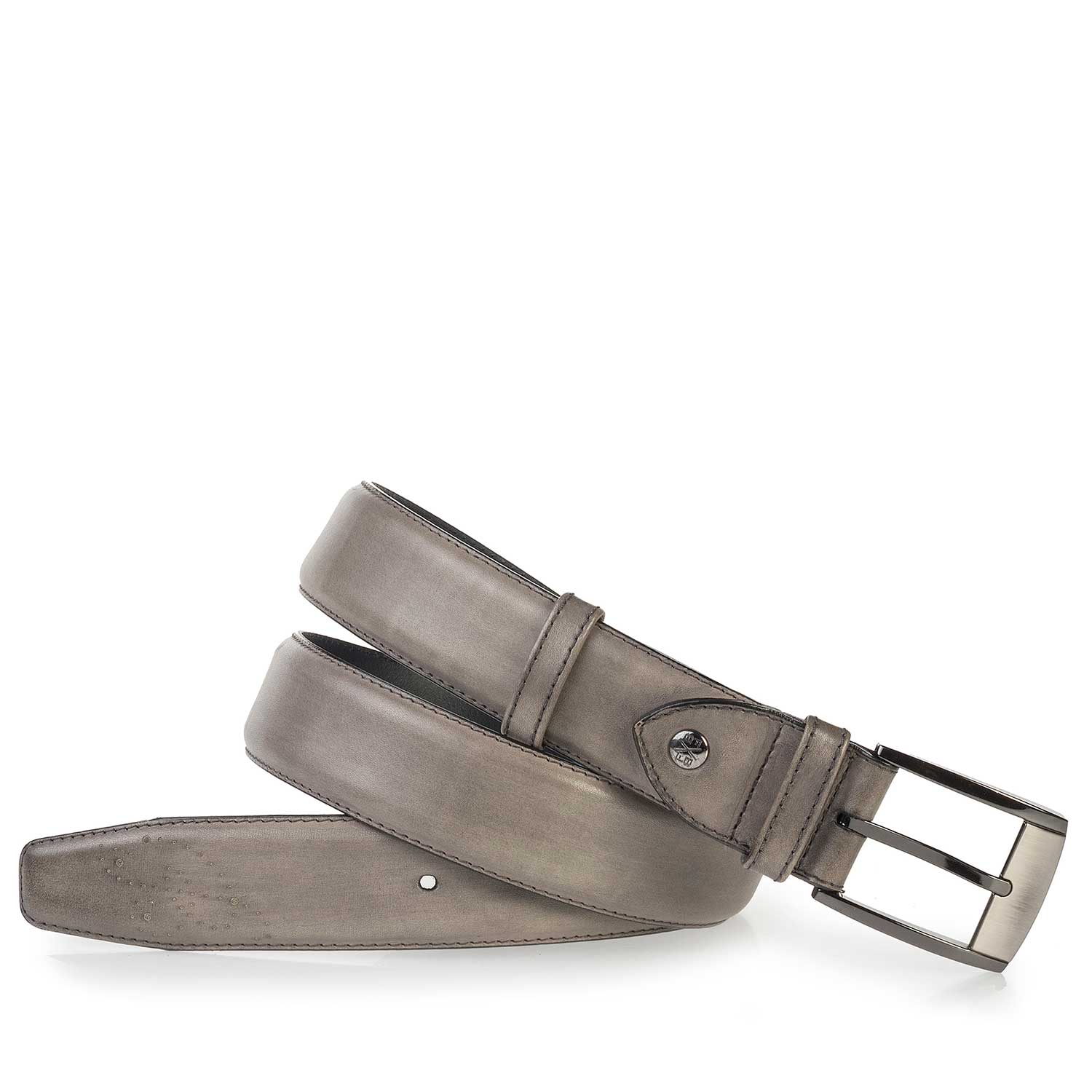 75177/00 - Taupe-coloured, perforated leather belt 75177/00 - Taupe-coloured, perforated leather belt