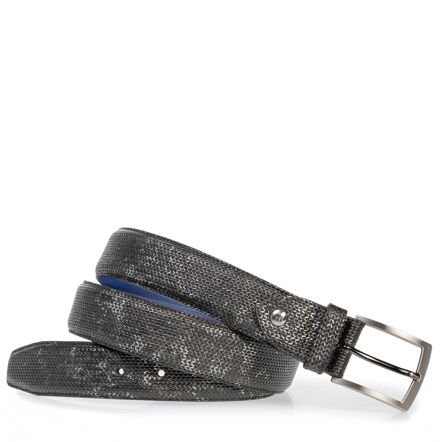 75201/30 - Dark grey leather belt with metallic print 75201/30 - Dark grey leather belt with metallic print