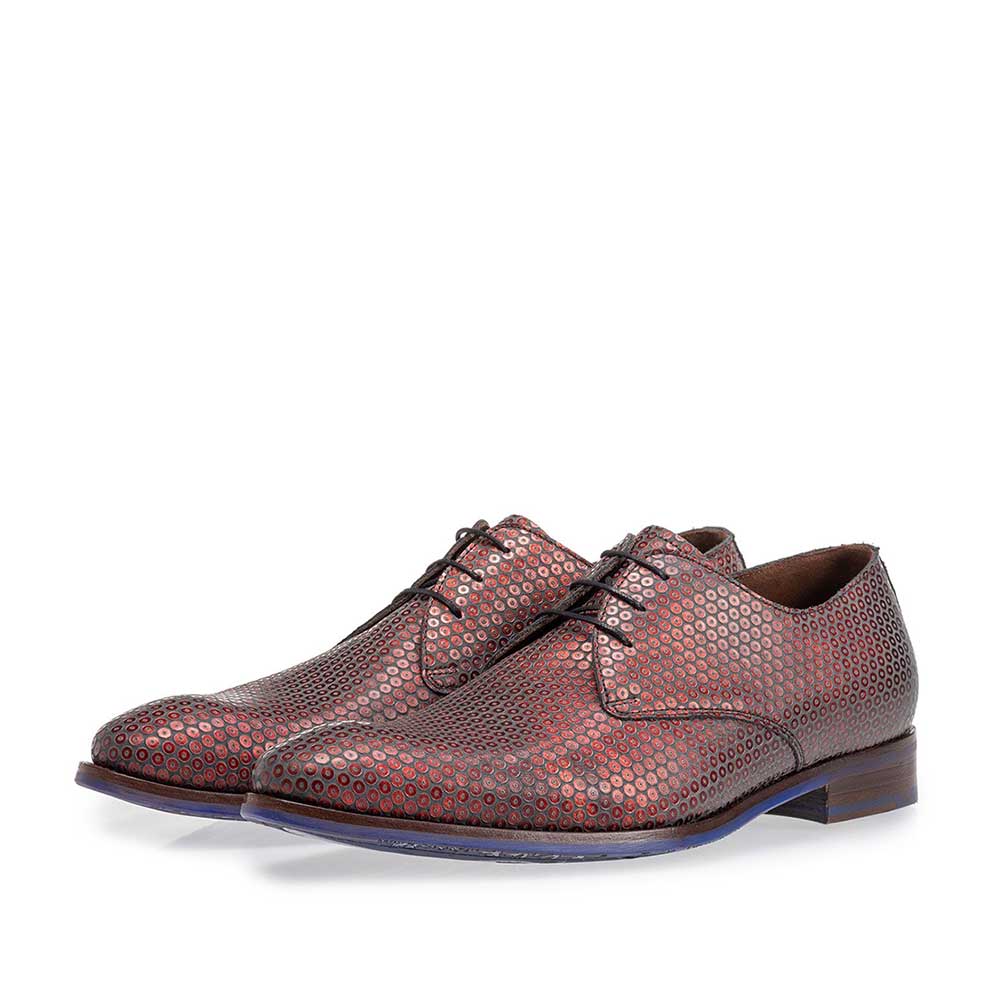 18165/00 - Veterschoen rood met print 18165/00 - Veterschoen rood met print