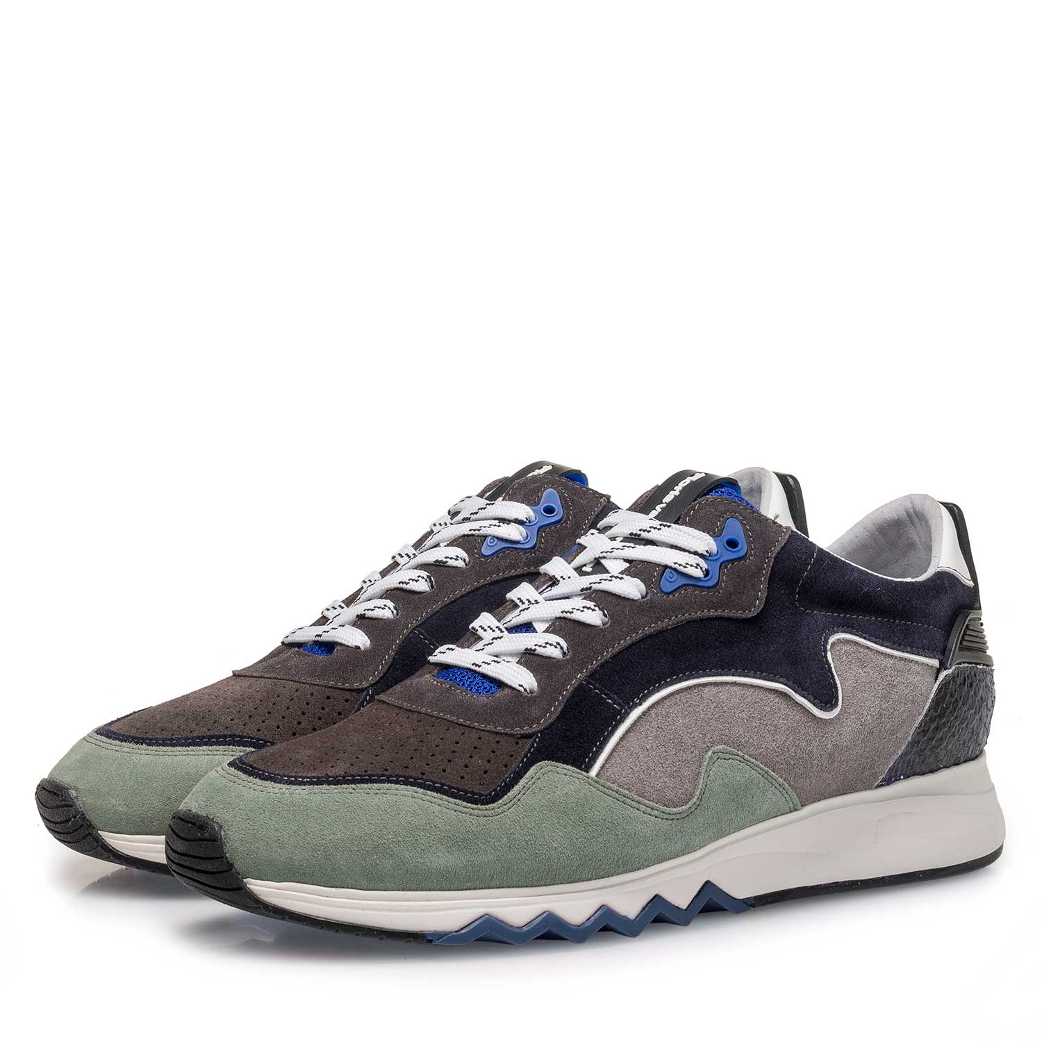 16092/04 - Suède sneaker groen/blauw 16092/04 - Suède sneaker groen/blauw