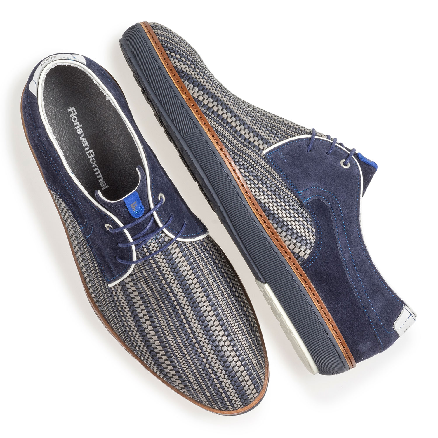 14020/34 - Dark blue lace shoe with grey print 14020/34 - Dark blue lace shoe with grey print
