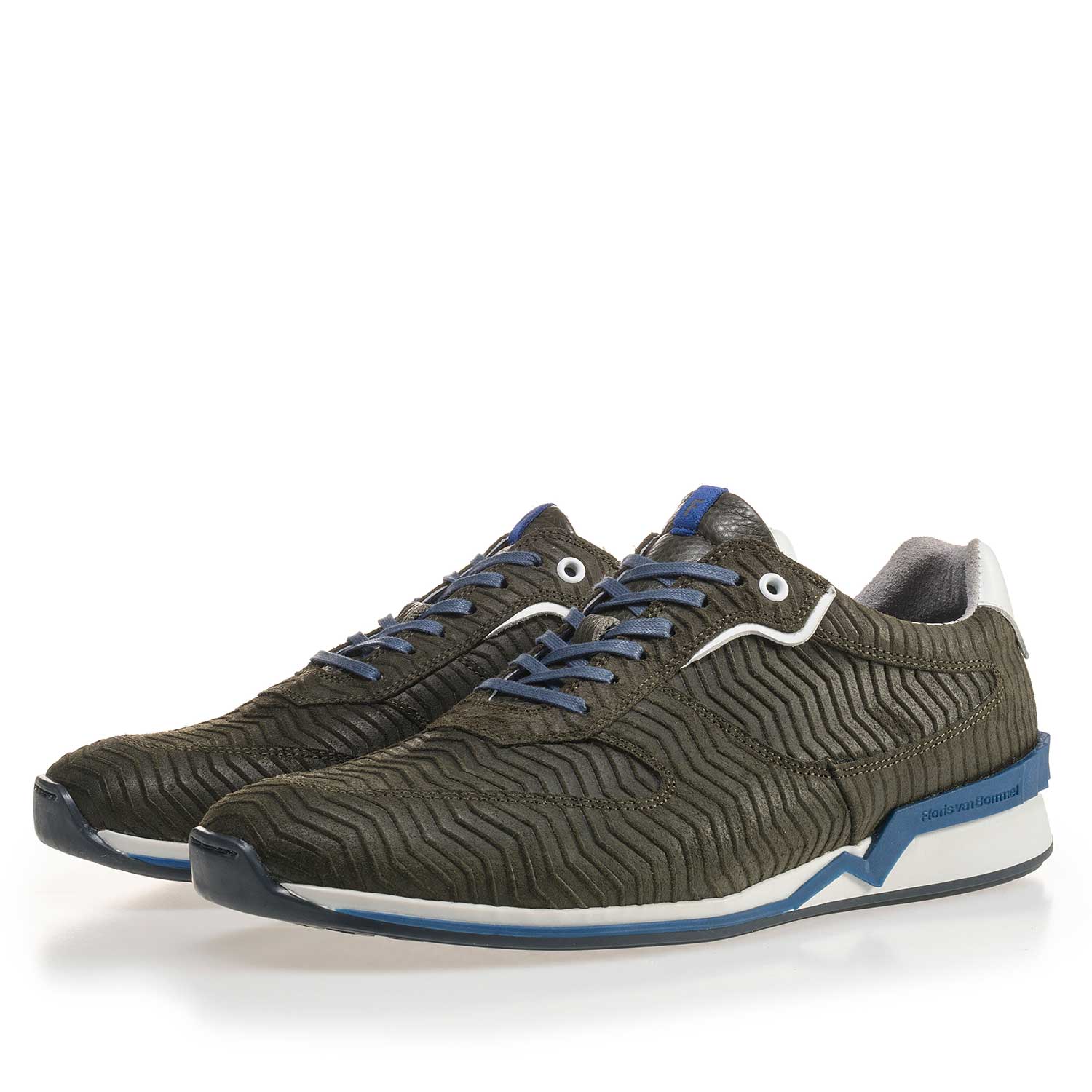 16225/01 - Olive green printed suede leather sneaker 16225/01 - Olive green printed suede leather sneaker