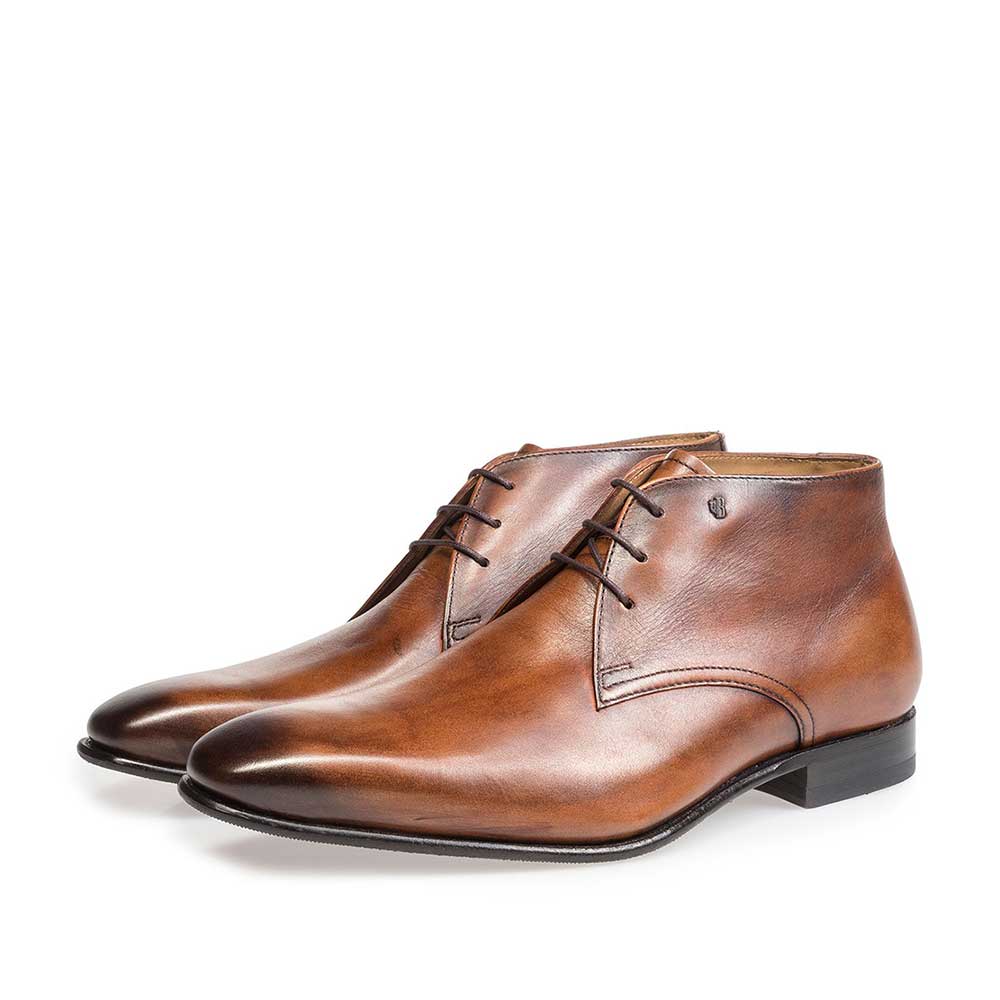 10595/10 - Kalfsleren veterschoen cognac 10595/10 - Kalfsleren veterschoen cognac