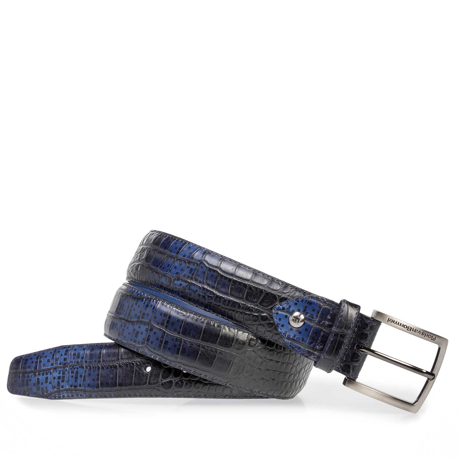 75202/26 - Premium blauwe crocoleren riem 75202/26 - Premium blauwe crocoleren riem