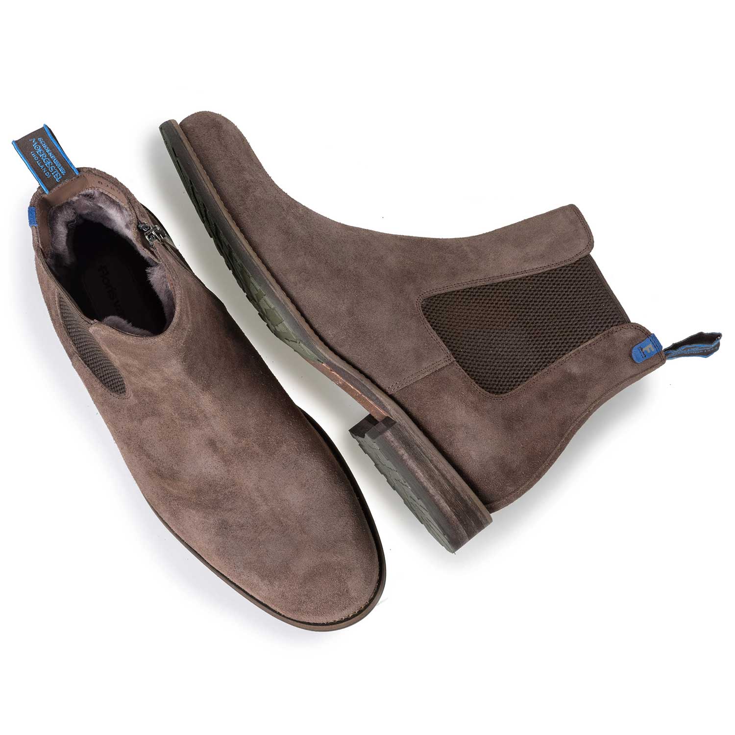 10289/00 - Wol gevoerde bruine suède chelsea boot 10289/00 - Wol gevoerde bruine suède chelsea boot