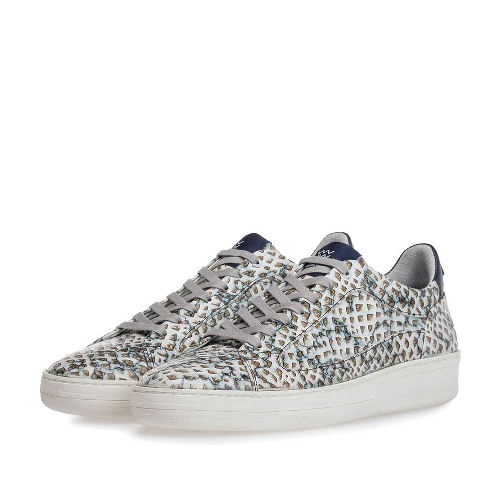 13266/00 - Sneaker geprint leer zand 13266/00 - Sneaker geprint leer zand
