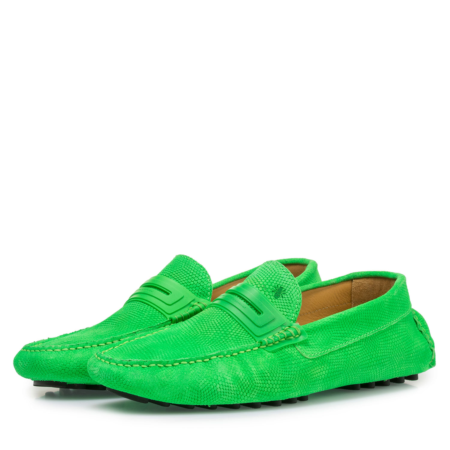 15215/00 - Premium leren mocassin fluor groen 15215/00 - Premium leren mocassin fluor groen