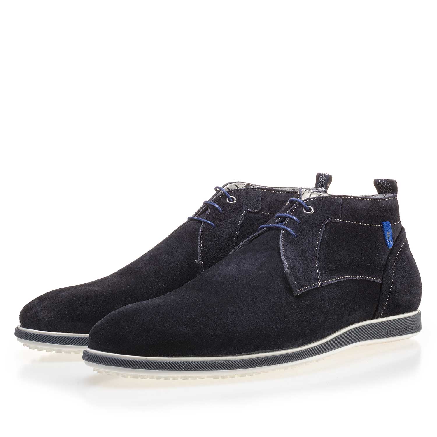 10055/00 - Dark blue suede leather lace boot 10055/00 - Dark blue suede leather lace boot