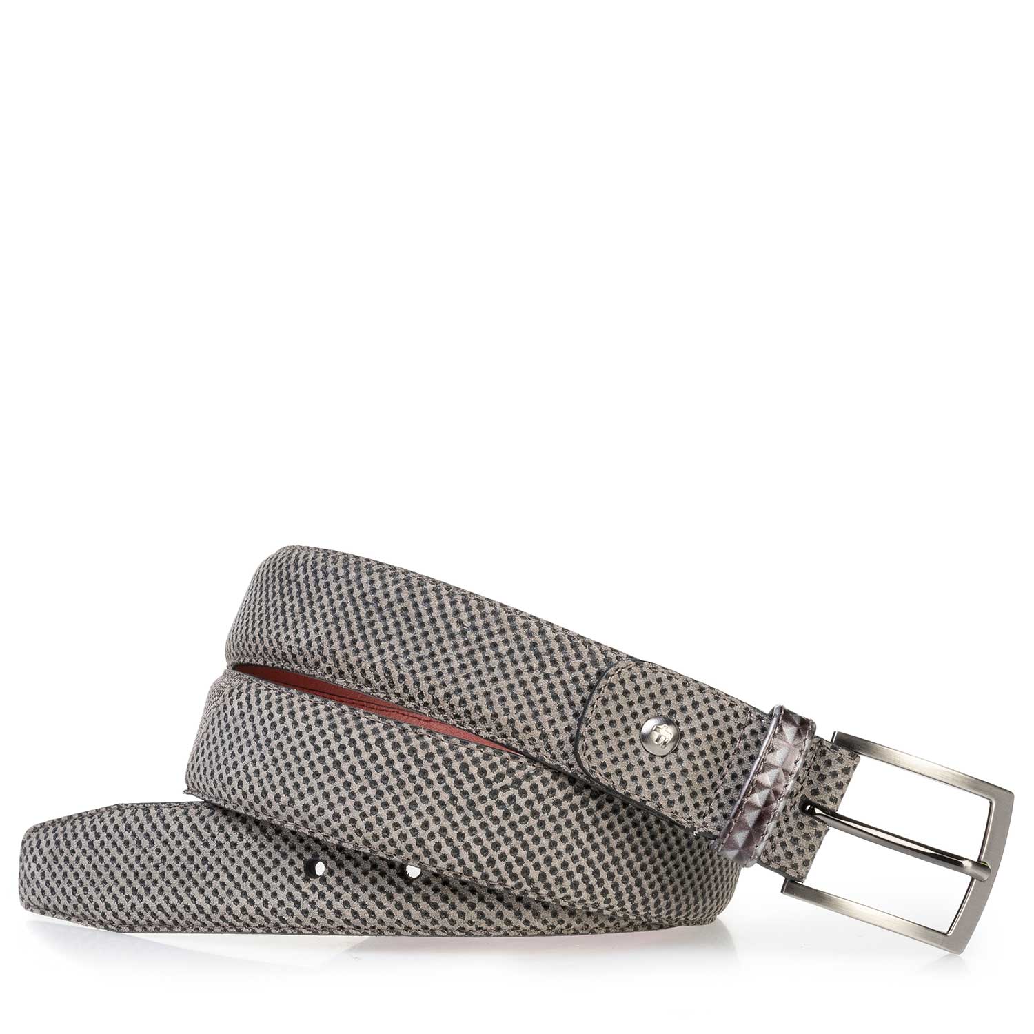 75188/22 - Suède riem met print taupe 75188/22 - Suède riem met print taupe