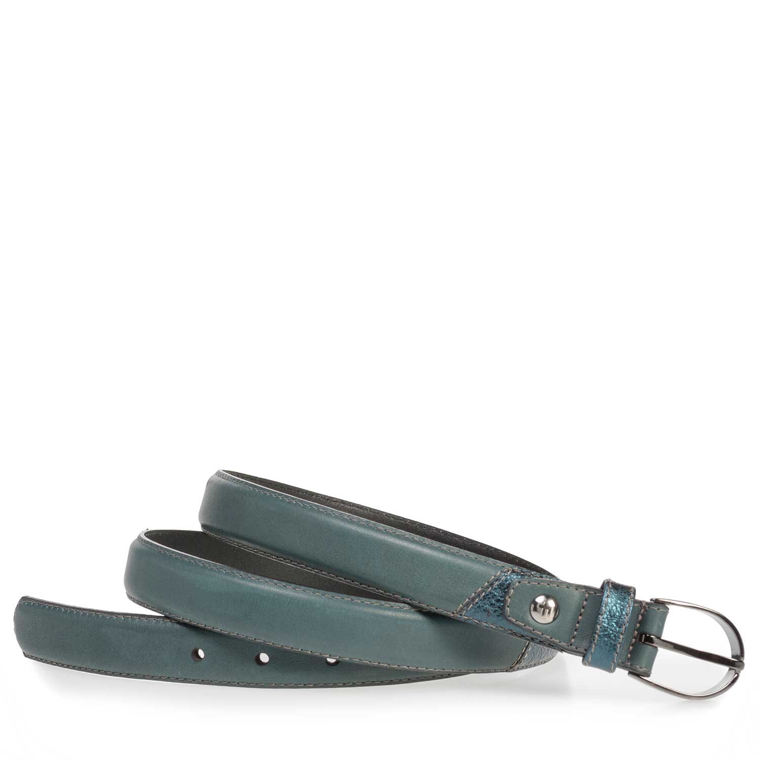 75814/12 - Groene/blauwe kalfsleren riem 75814/12 - Groene/blauwe kalfsleren riem