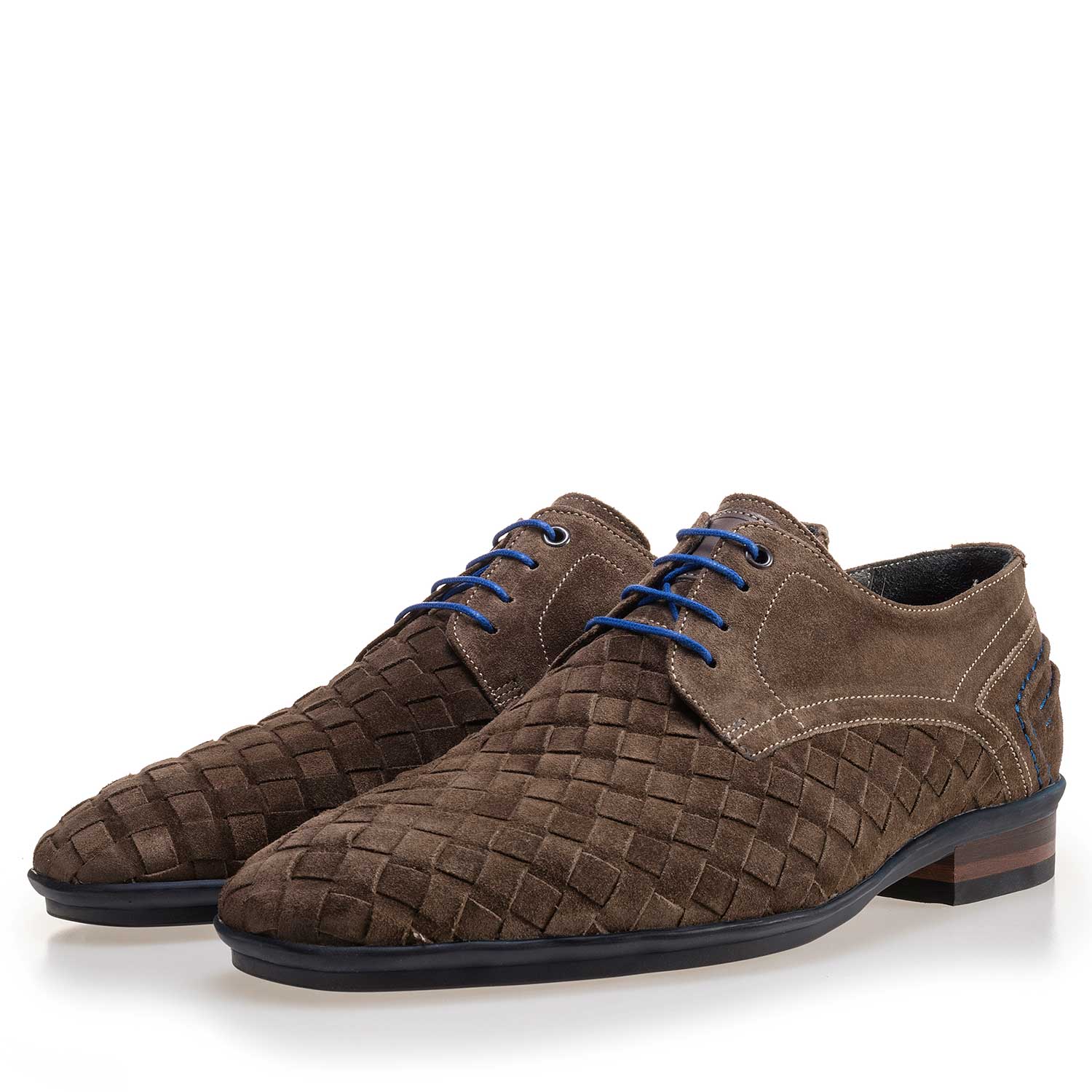 14058/03 - Lace shoe made of braided leather dark taupe 14058/03 - Lace shoe made of braided leather dark taupe