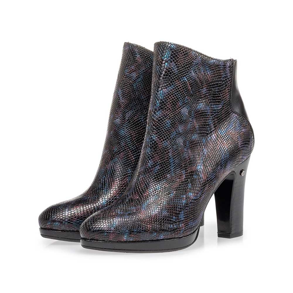 85656/00 - Enkellaars crocoprint blauw 85656/00 - Enkellaars crocoprint blauw