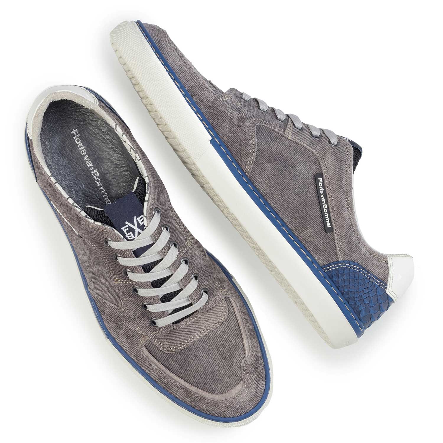 16252/03 - Grijze suède sneaker met dessin 16252/03 - Grijze suède sneaker met dessin