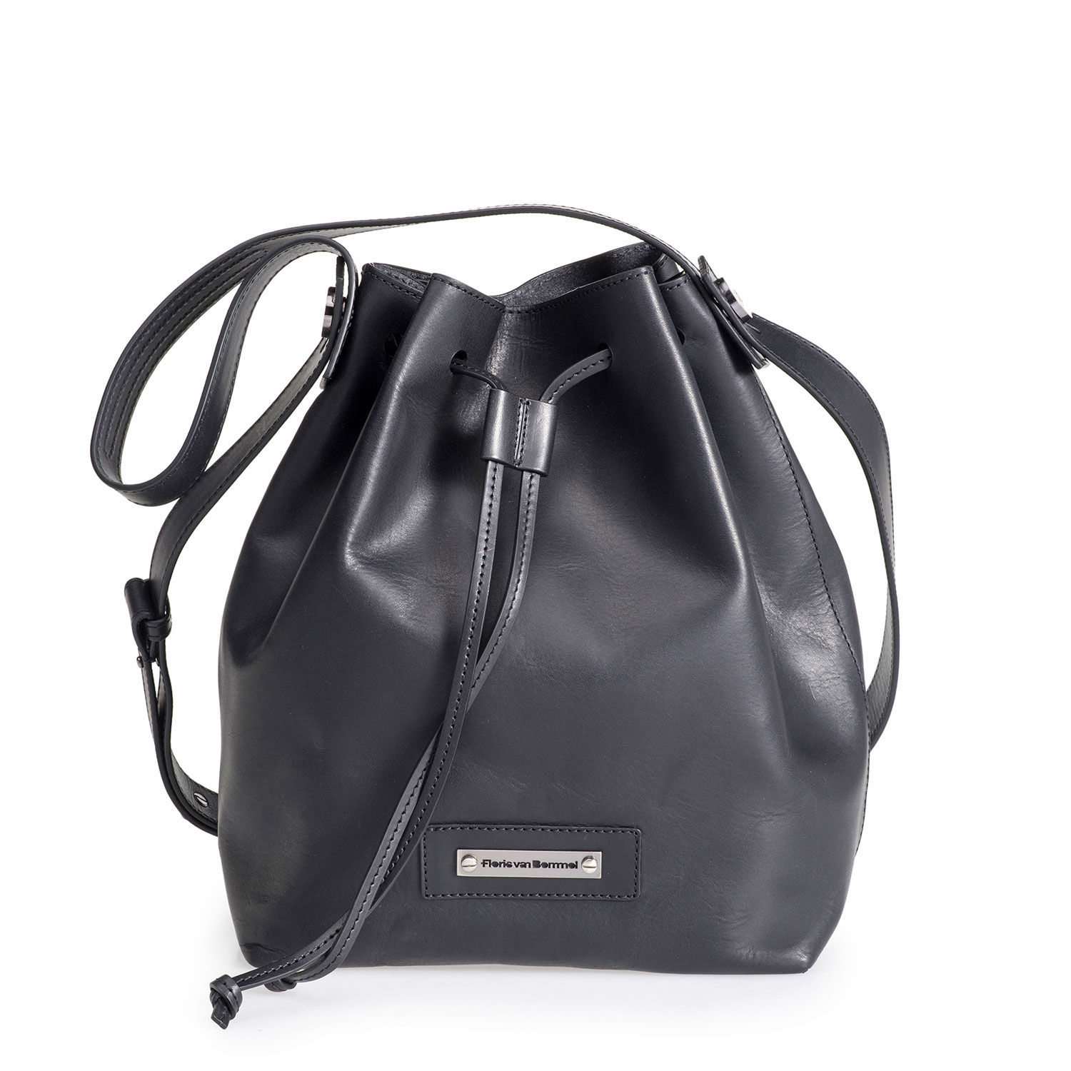 89007/00 - Zwarte leren bucket bag 89007/00 - Zwarte leren bucket bag