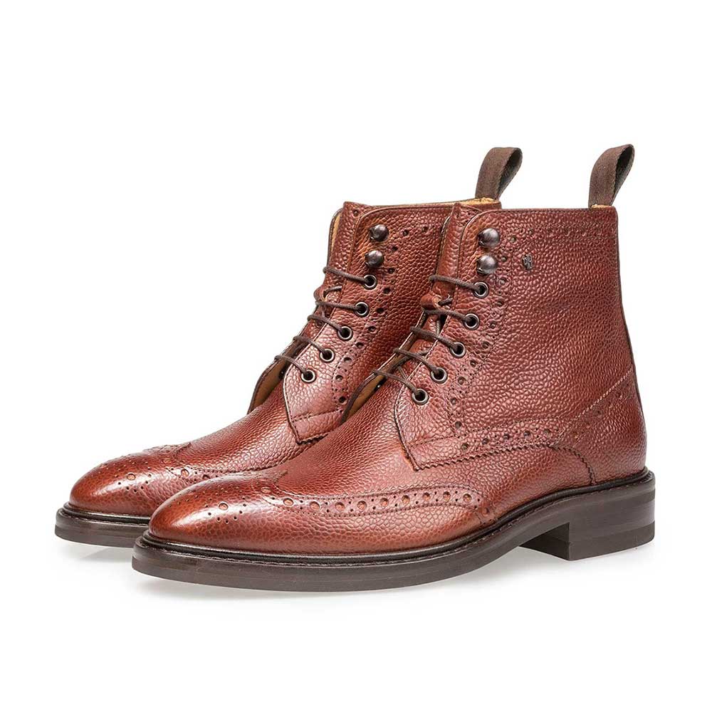 10165/06 - Cognac-coloured leather brogue lace boot 10165/06 - Cognac-coloured leather brogue lace boot