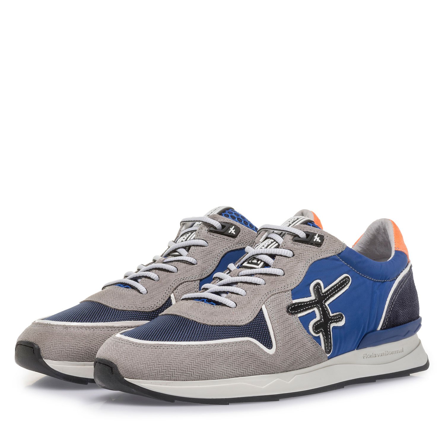 16346/05 - Grijs/blauwe suède sneaker 16346/05 - Grijs/blauwe suède sneaker