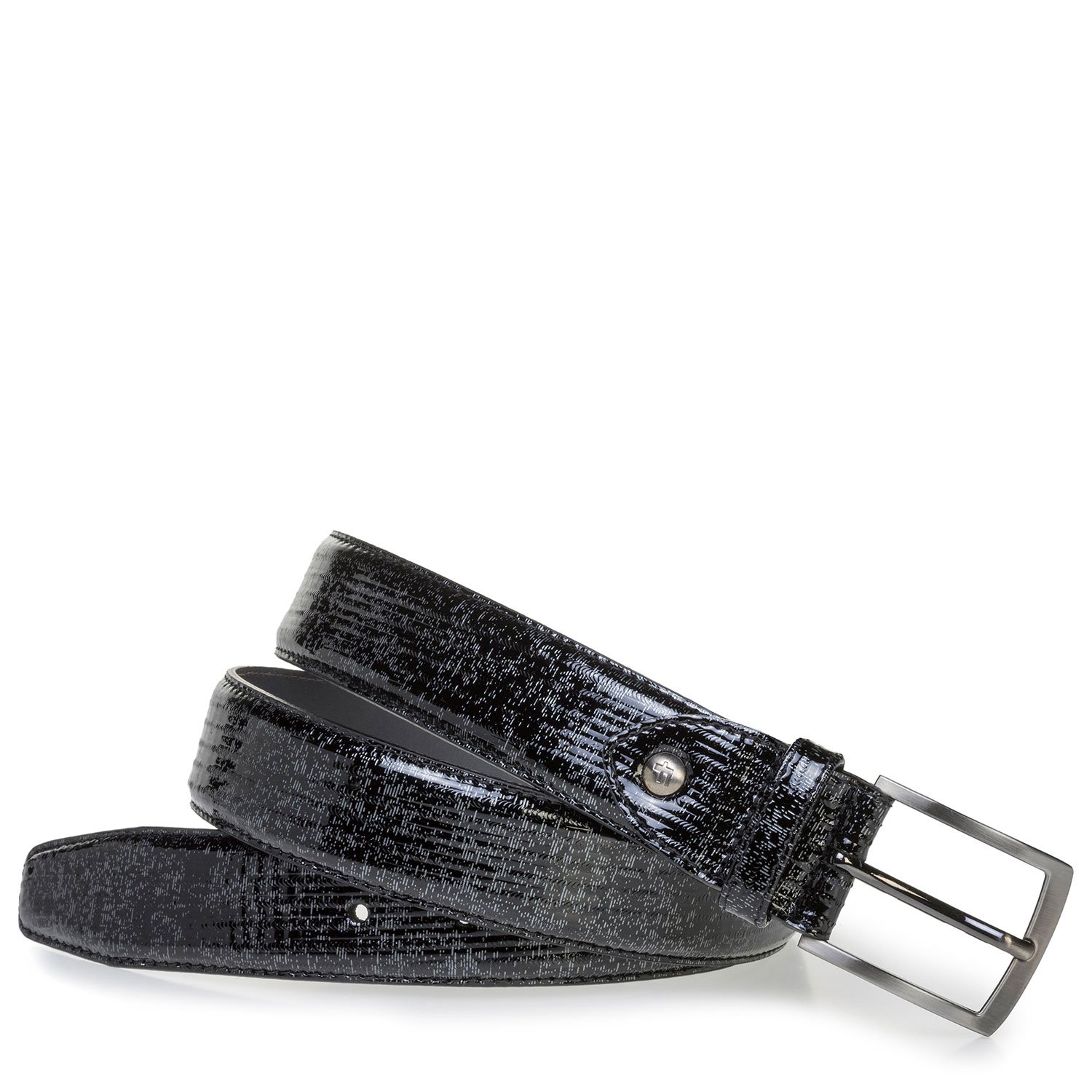 75203/02 - Black patent leather belt with metallic print 75203/02 - Black patent leather belt with metallic print