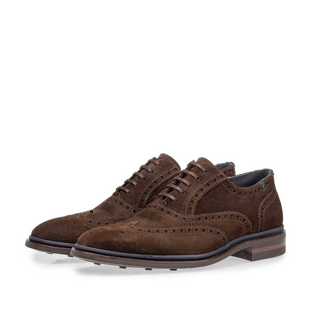 19172/02 - Brogue suede leather dark brown 19172/02 - Brogue suede leather dark brown