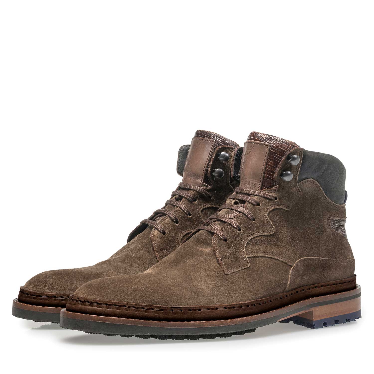 10503/01 - Dark taupe-coloured suede lace boot 10503/01 - Dark taupe-coloured suede lace boot