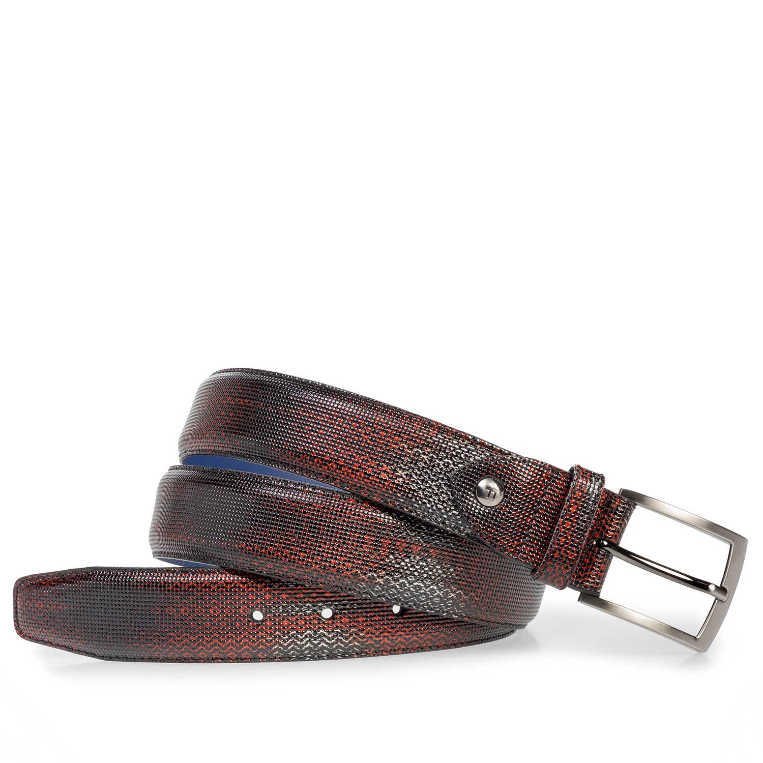 75201/25 - Premium donkerrode lakleren riem met print 75201/25 - Premium donkerrode lakleren riem met print