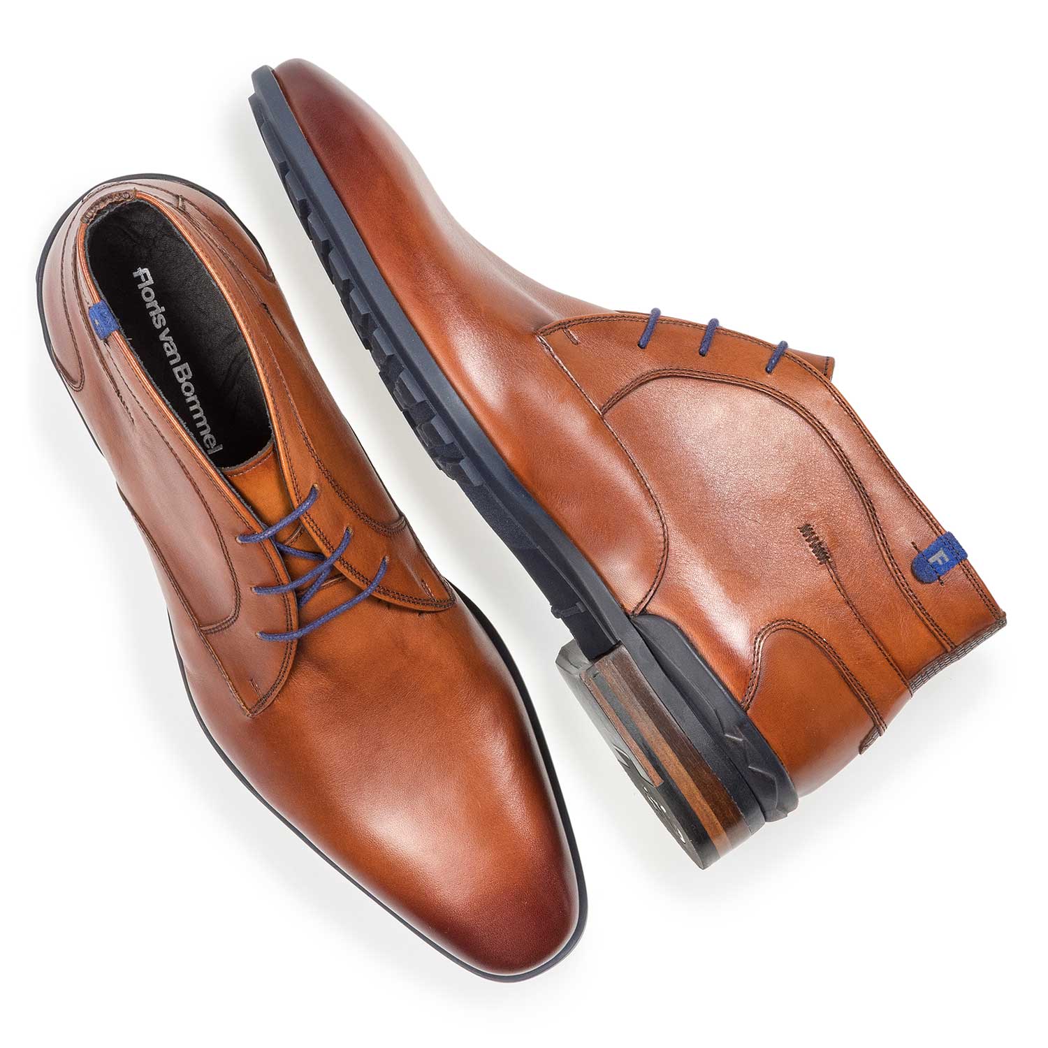 10629/00 - Kalfsleren veterboot cognac 10629/00 - Kalfsleren veterboot cognac
