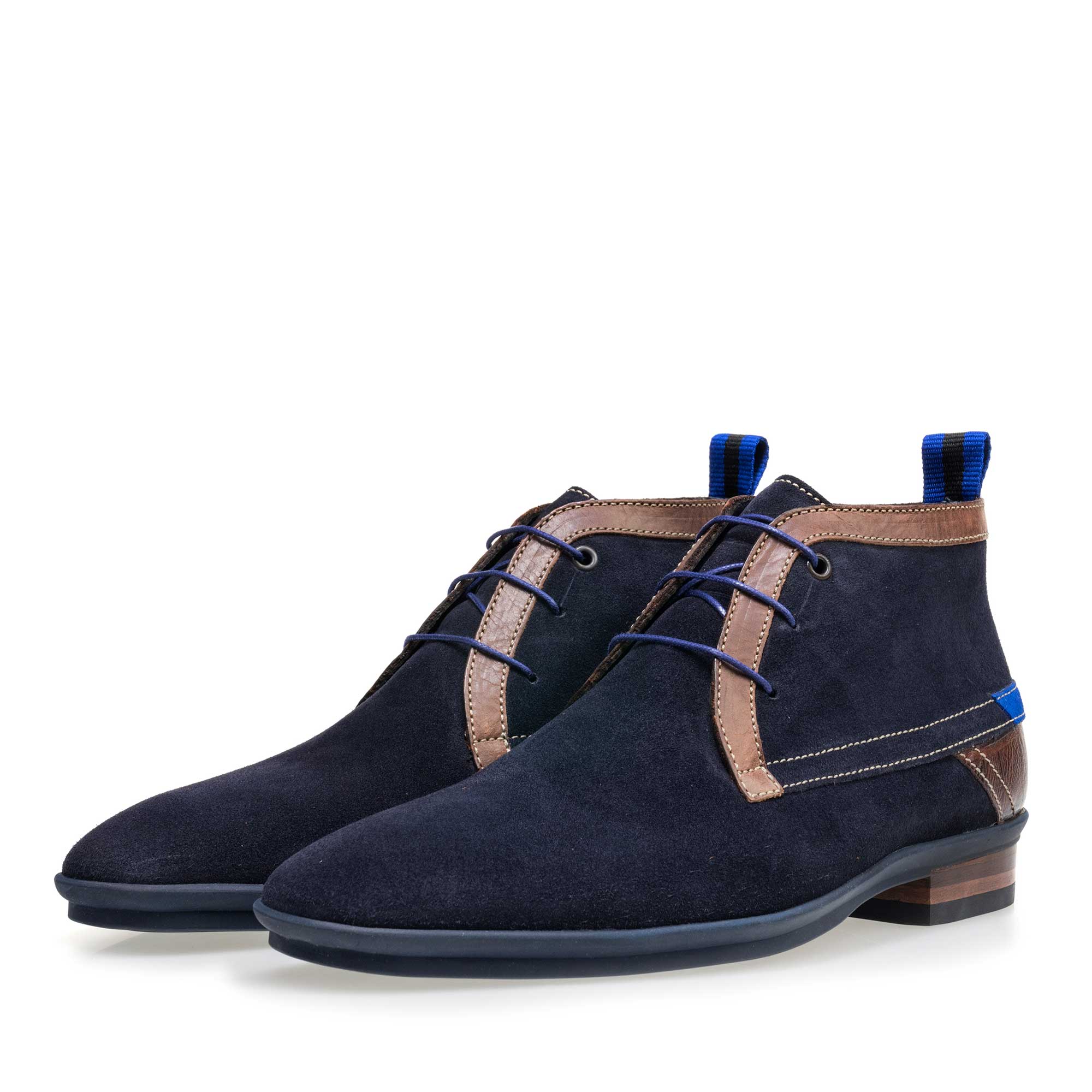 10334/23 - Donkerblauwe suède halfhoge veterboot 10334/23 - Donkerblauwe suède halfhoge veterboot