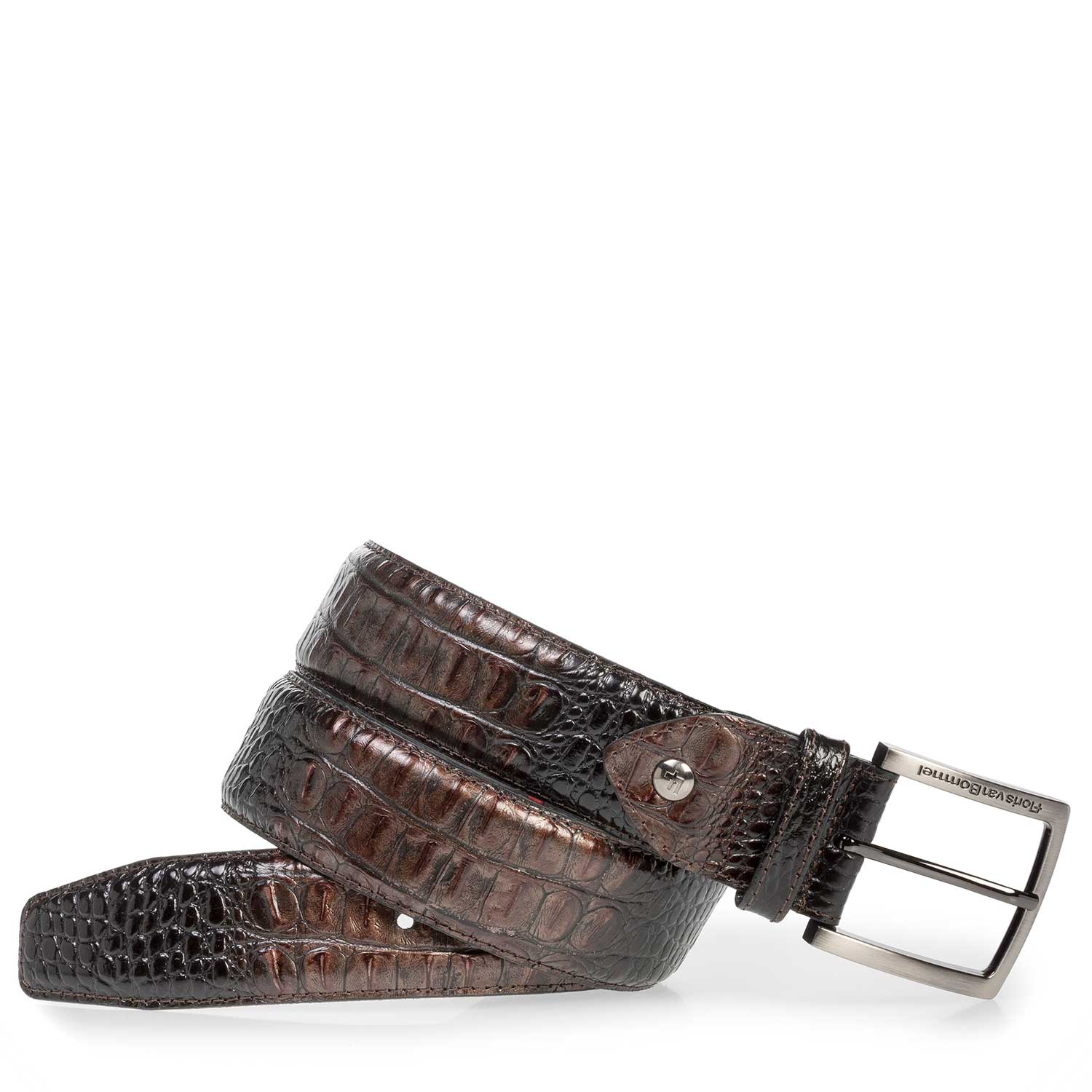 75202/02 - Leather belt with bronze-coloured croco print 75202/02 - Leather belt with bronze-coloured croco print