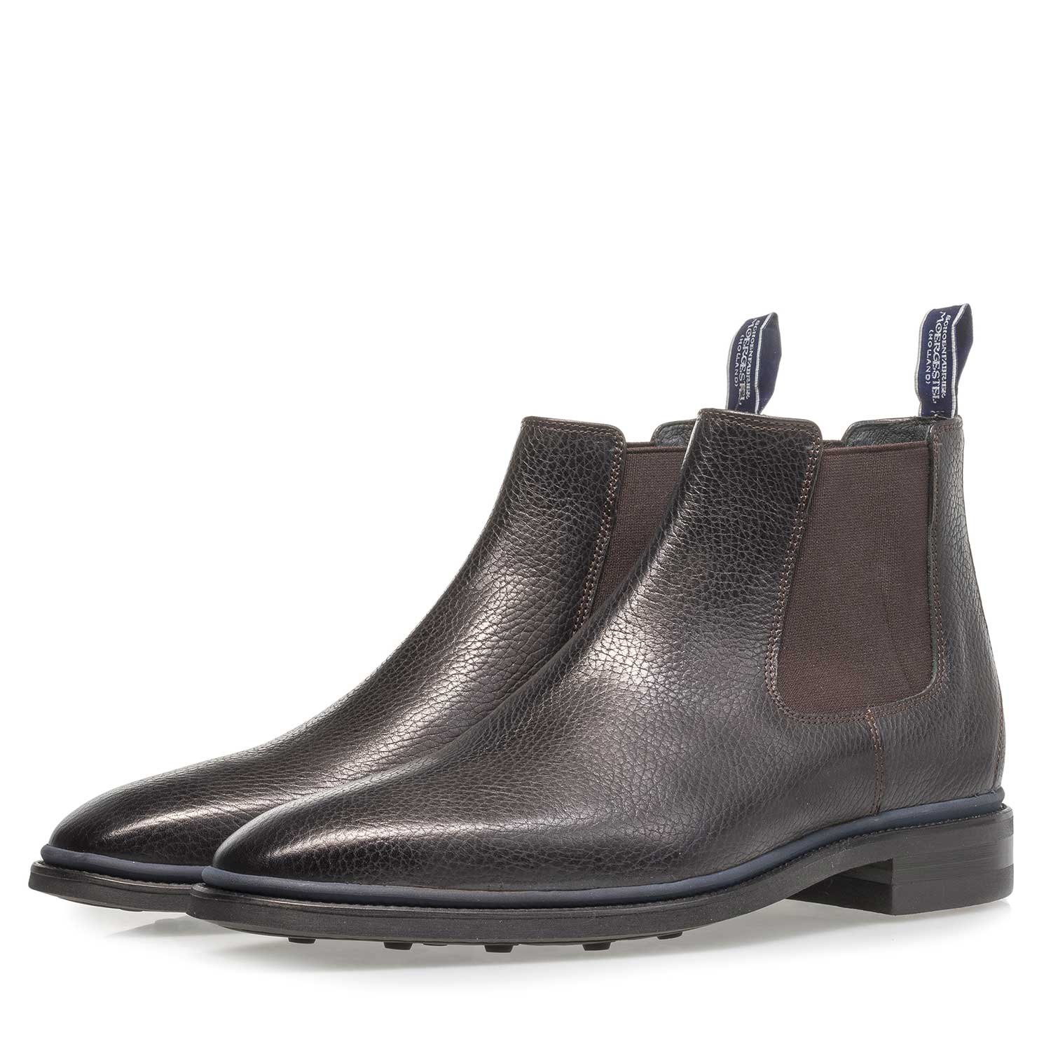 10669/05 - Zwarte kalfsleren chelsea boot met print 10669/05 - Zwarte kalfsleren chelsea boot met print
