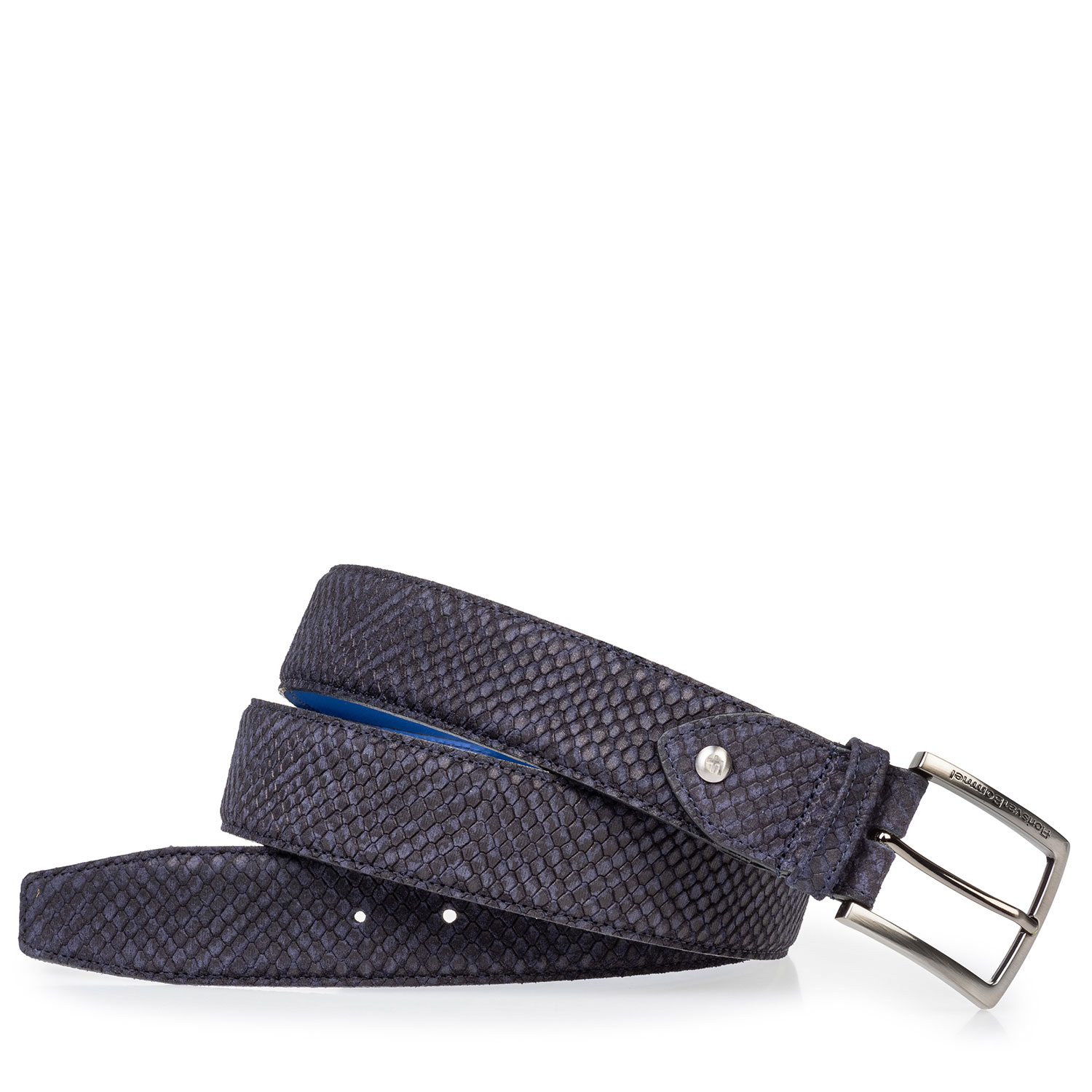 75204/12 - Suede leather belt blue with black print 75204/12 - Suede leather belt blue with black print