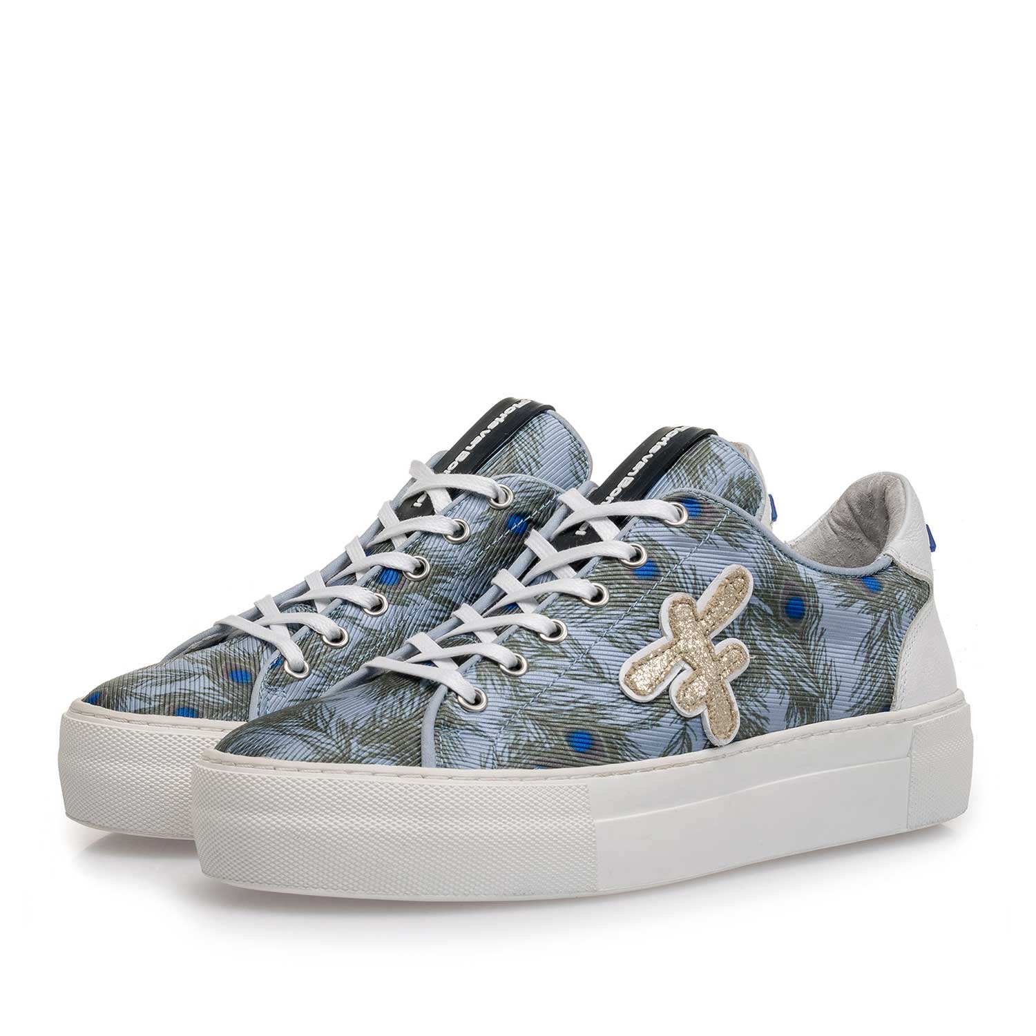 85267/01 - Light blue suede sneaker with fabric parts 85267/01 - Light blue suede sneaker with fabric parts