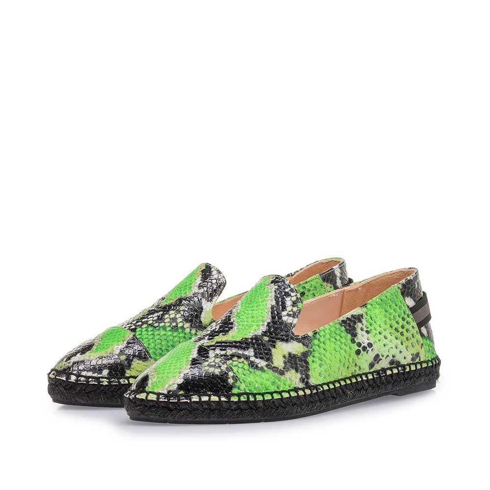 85420/05 - Fluorescent green espadrilles with snake print 85420/05 - Fluorescent green espadrilles with snake print