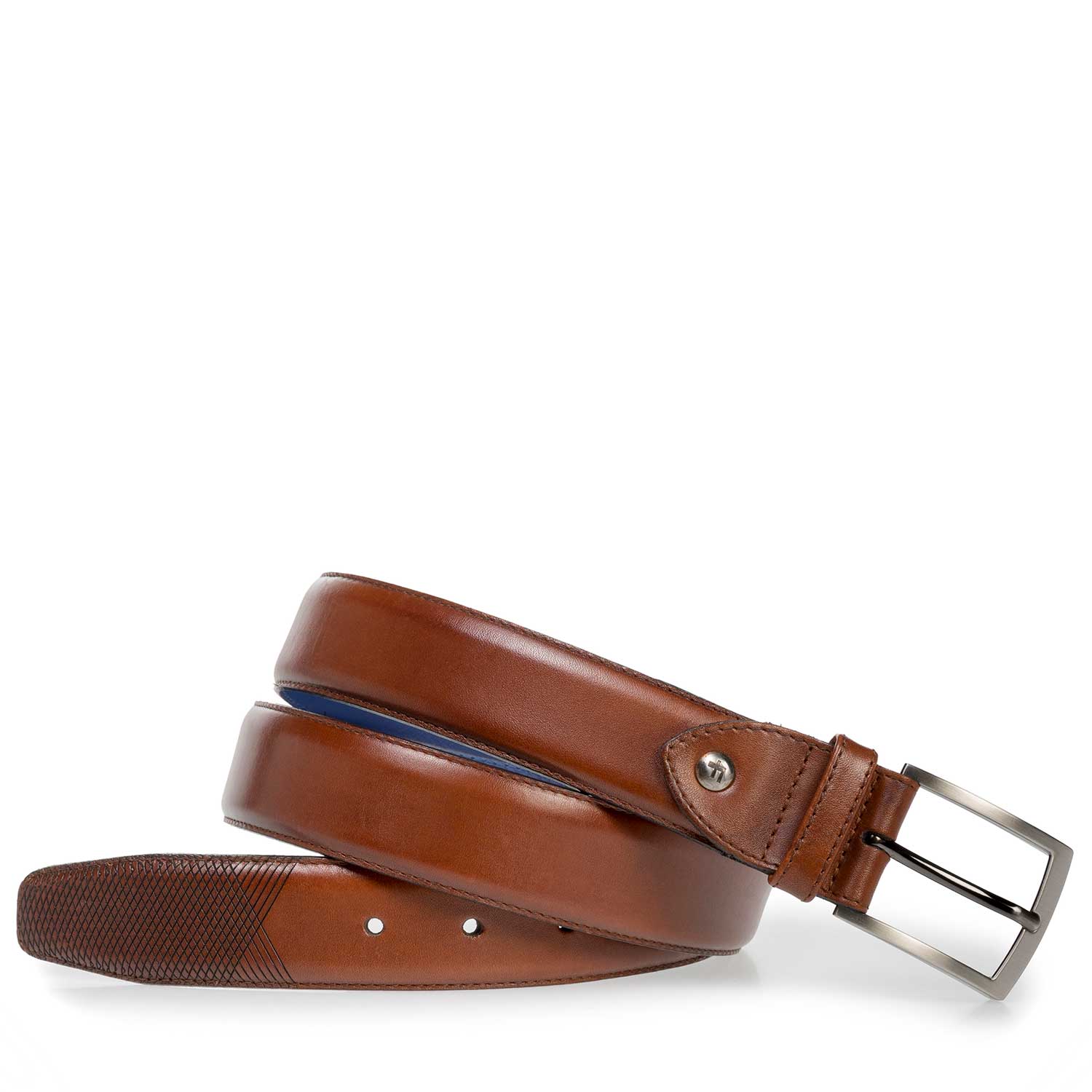 75211/00 - Leren riem met laserprint cognac 75211/00 - Leren riem met laserprint cognac