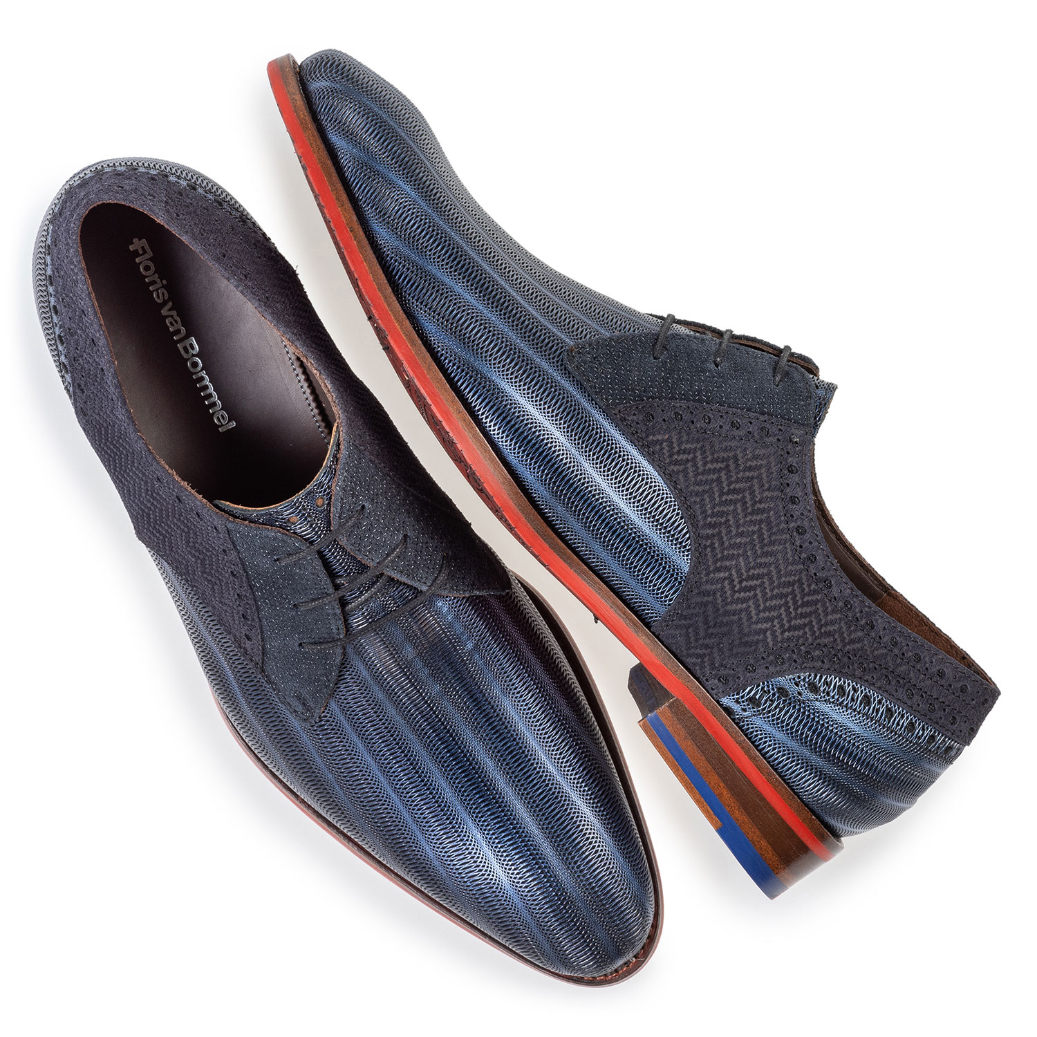 18107/19 - Veterschoen metallic blauw 18107/19 - Veterschoen metallic blauw