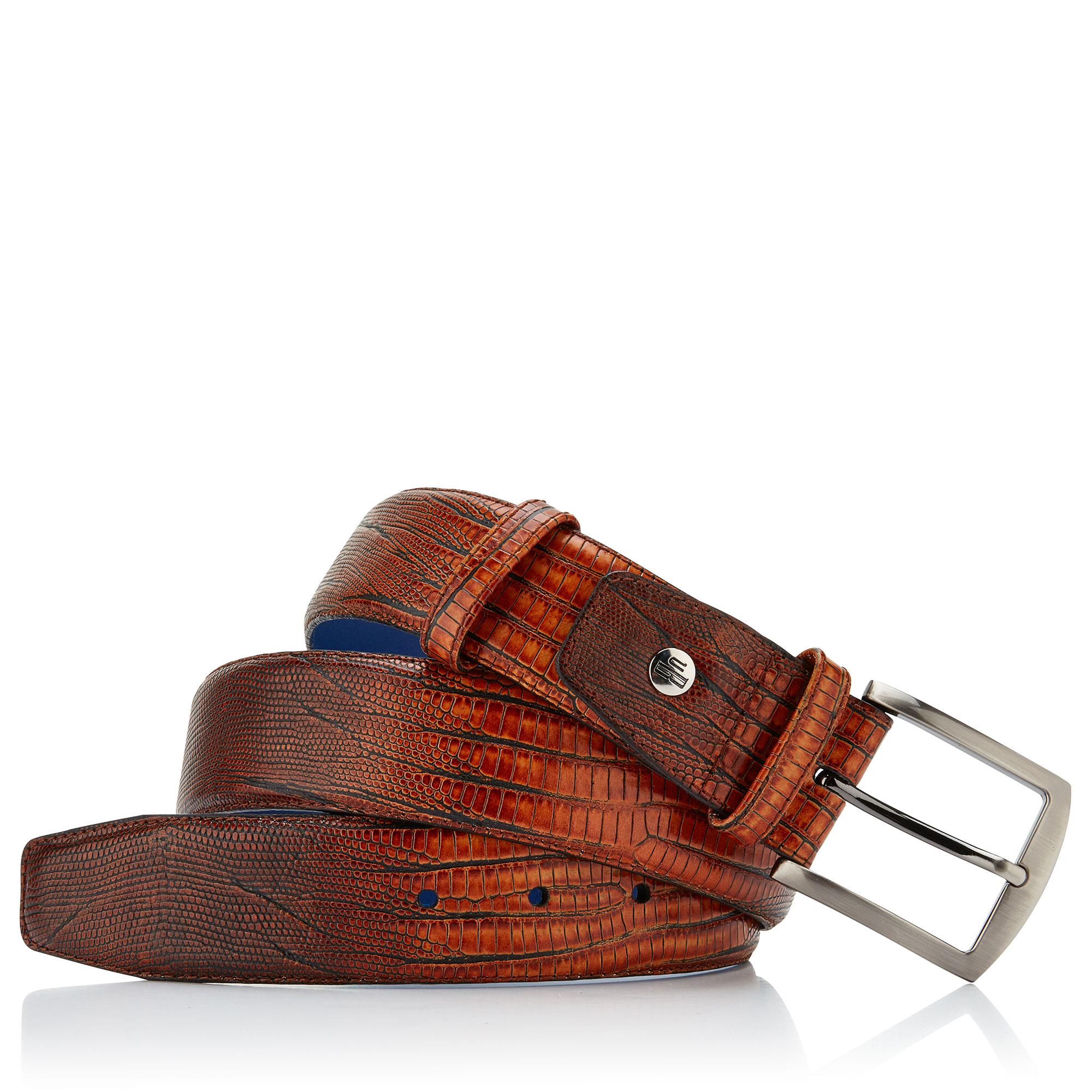 75138/10 - Floris van Bommel cognac lizardprint herenriem 75138/10 - Floris van Bommel cognac lizardprint herenriem
