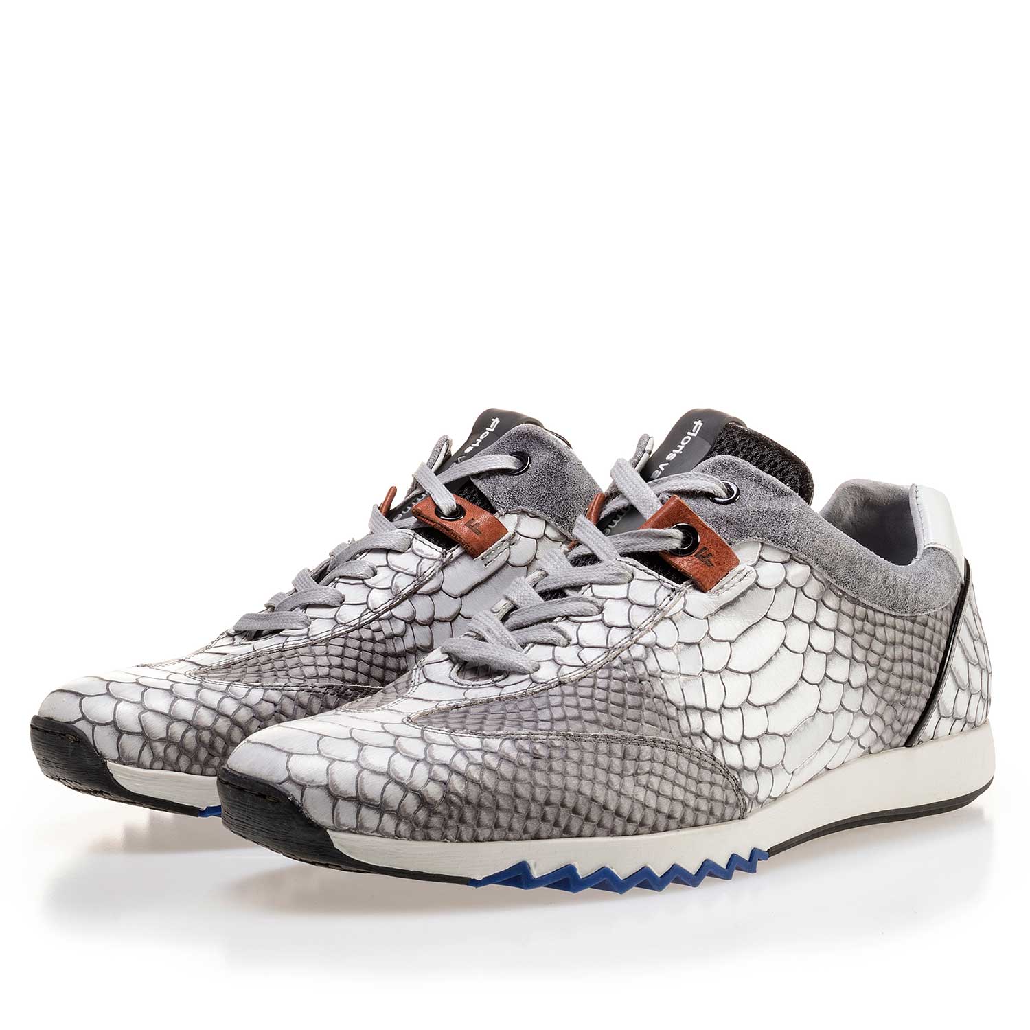 16219/00 - Grey calf's leather sneaker with a snake print 16219/00 - Grey calf's leather sneaker with a snake print