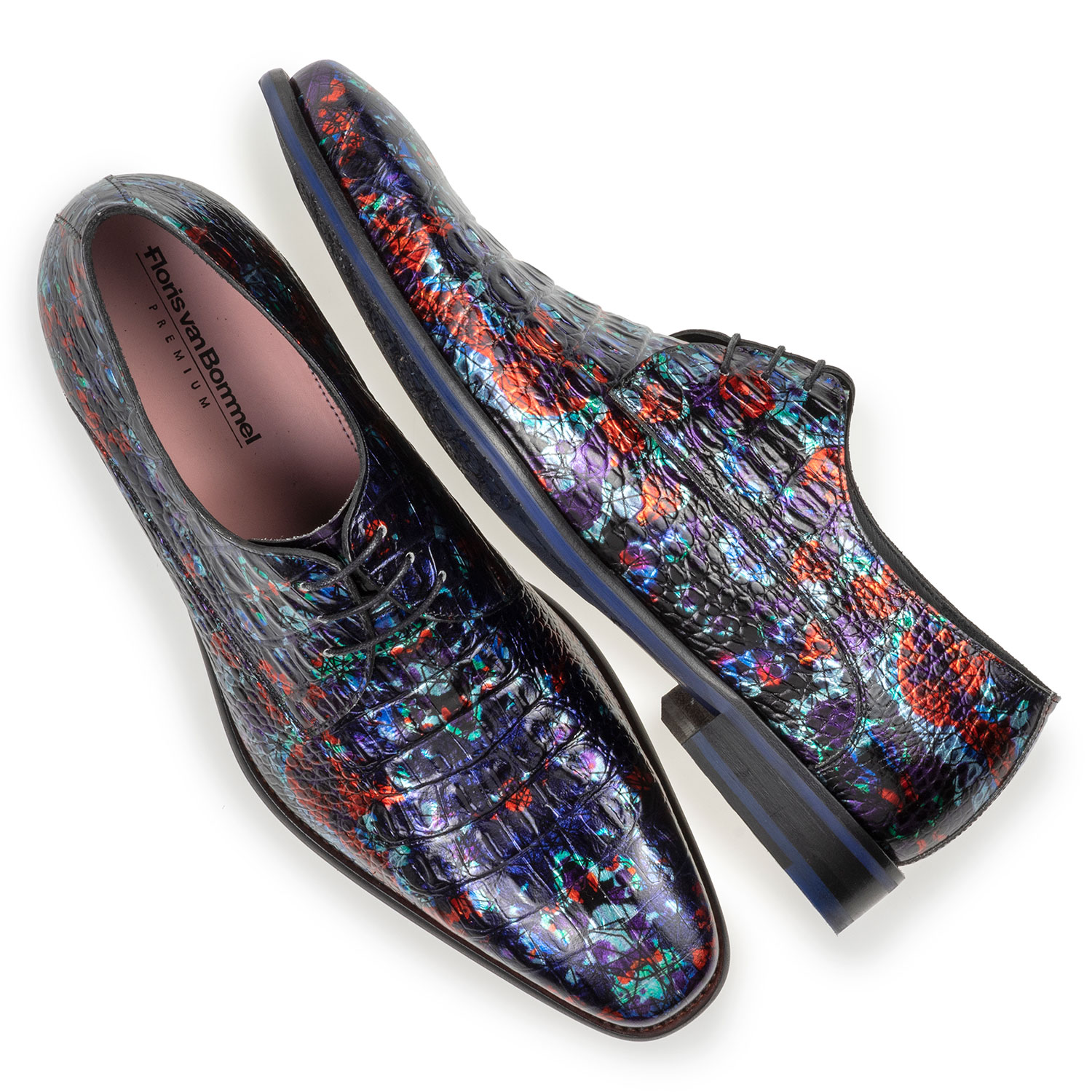 18102/07 - Veterschoen met print blauw 18102/07 - Veterschoen met print blauw