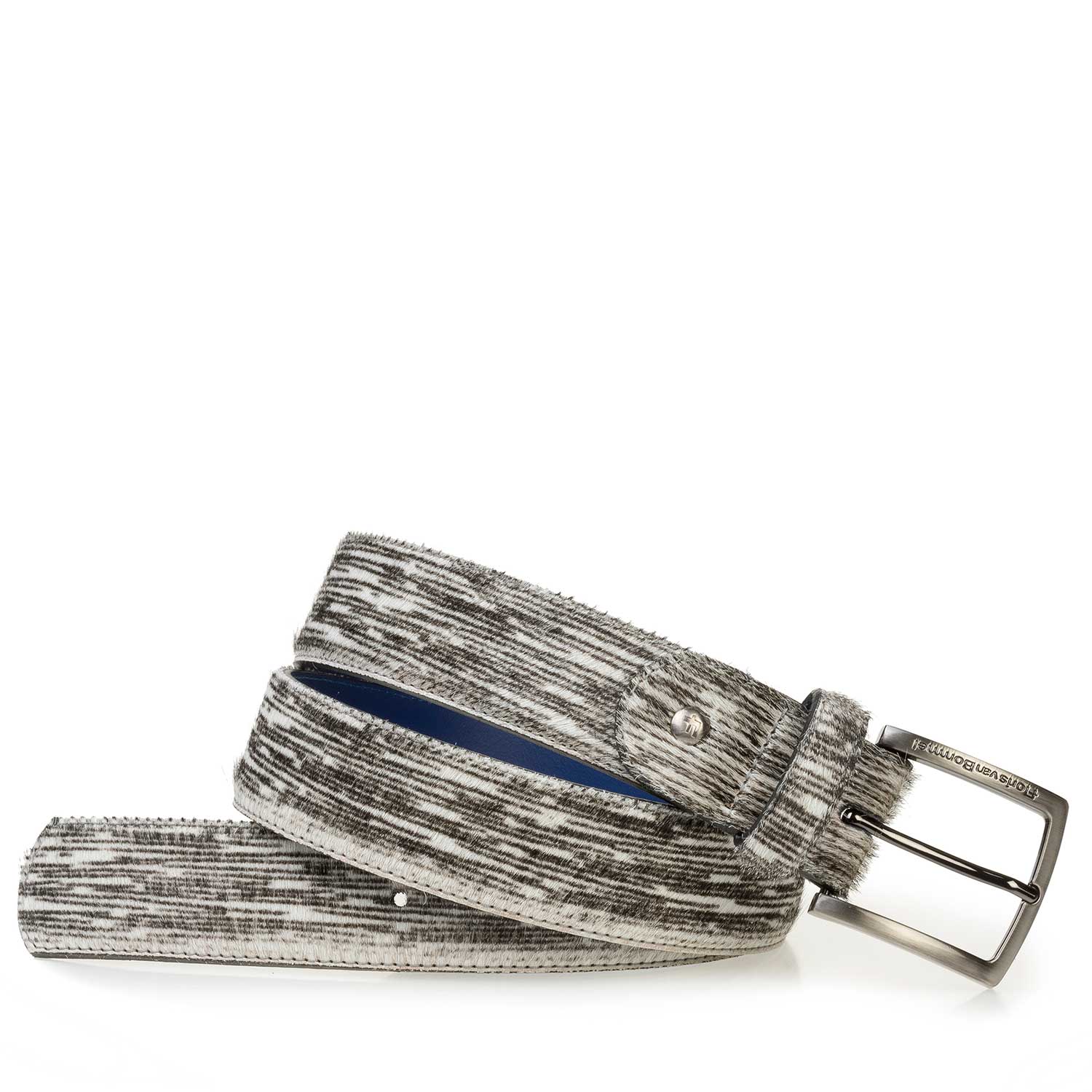 75191/14 - Off-white ponyhair riem met grijze strepen 75191/14 - Off-white ponyhair riem met grijze strepen