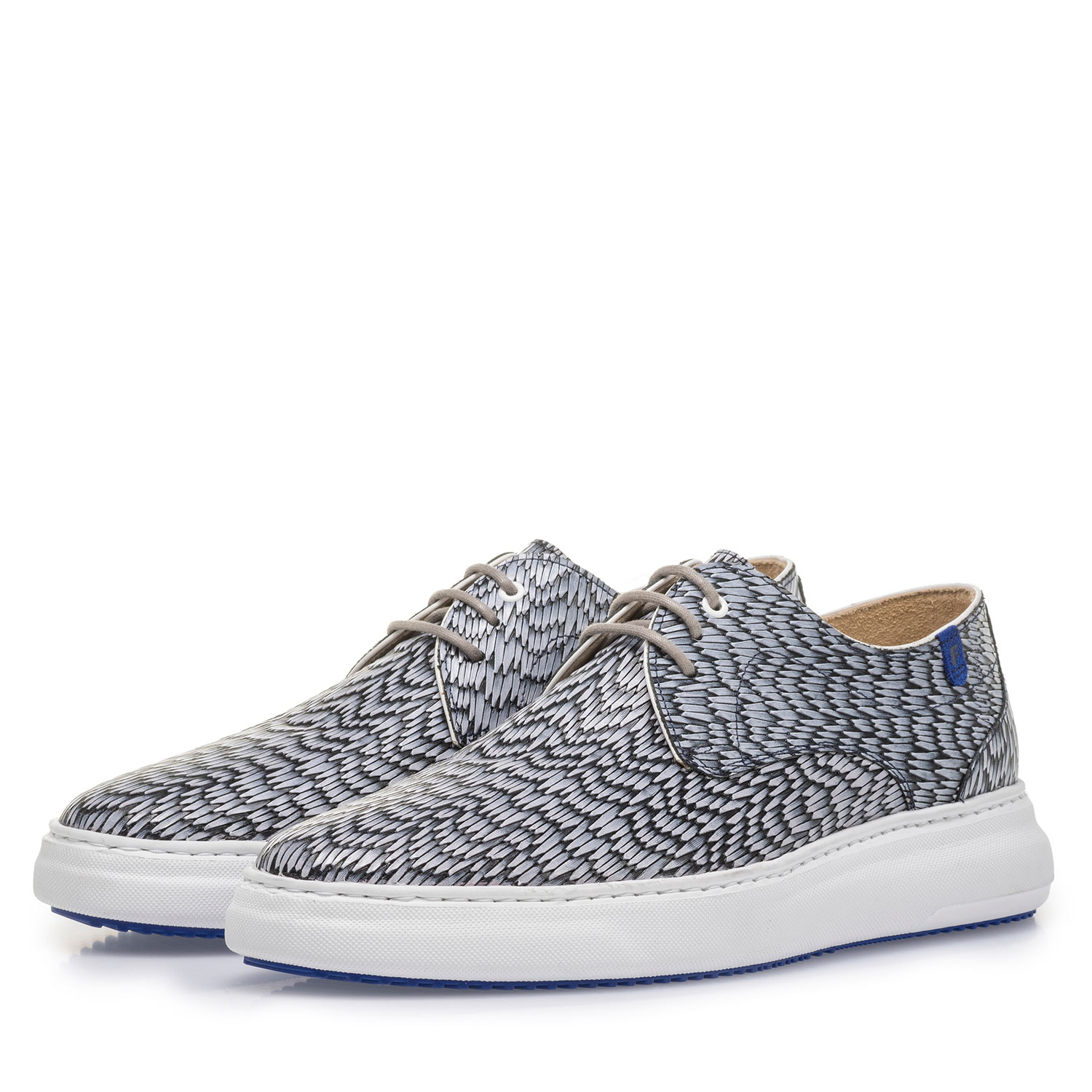 18400/10 - Grey leather lace shoe with print 18400/10 - Grey leather lace shoe with print