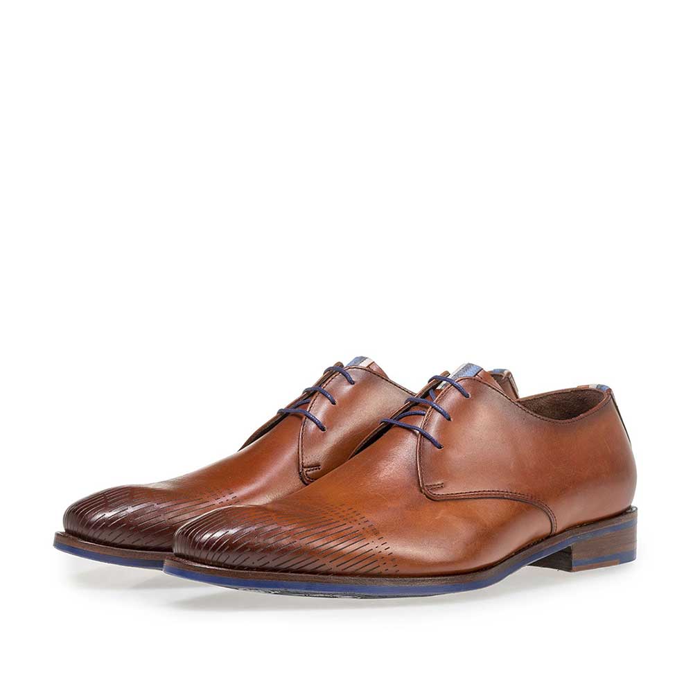 18276/00 - Dark cognac-coloured calf leather lace shoe 18276/00 - Dark cognac-coloured calf leather lace shoe