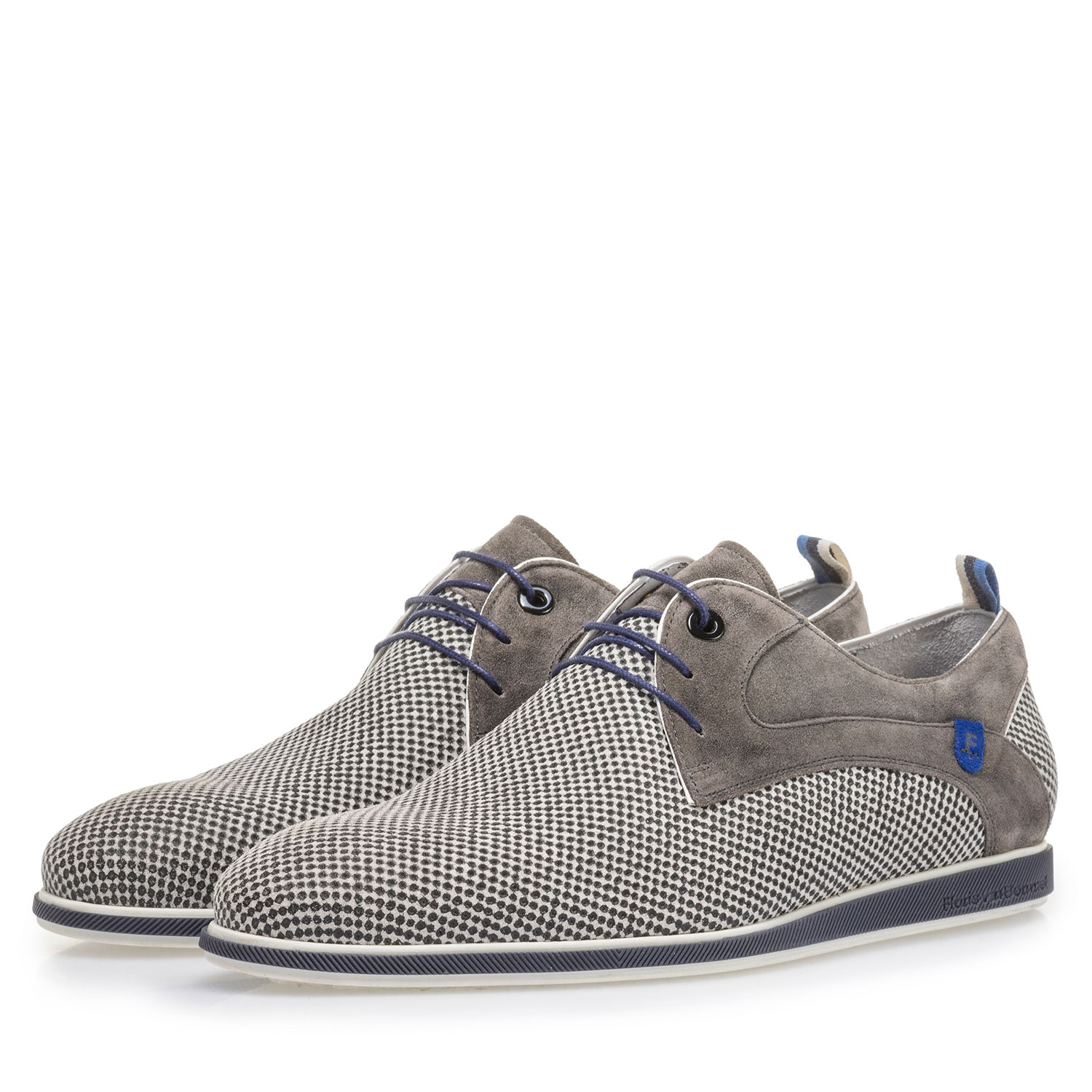18201/12 - Grey suede leather lace shoe with print 18201/12 - Grey suede leather lace shoe with print