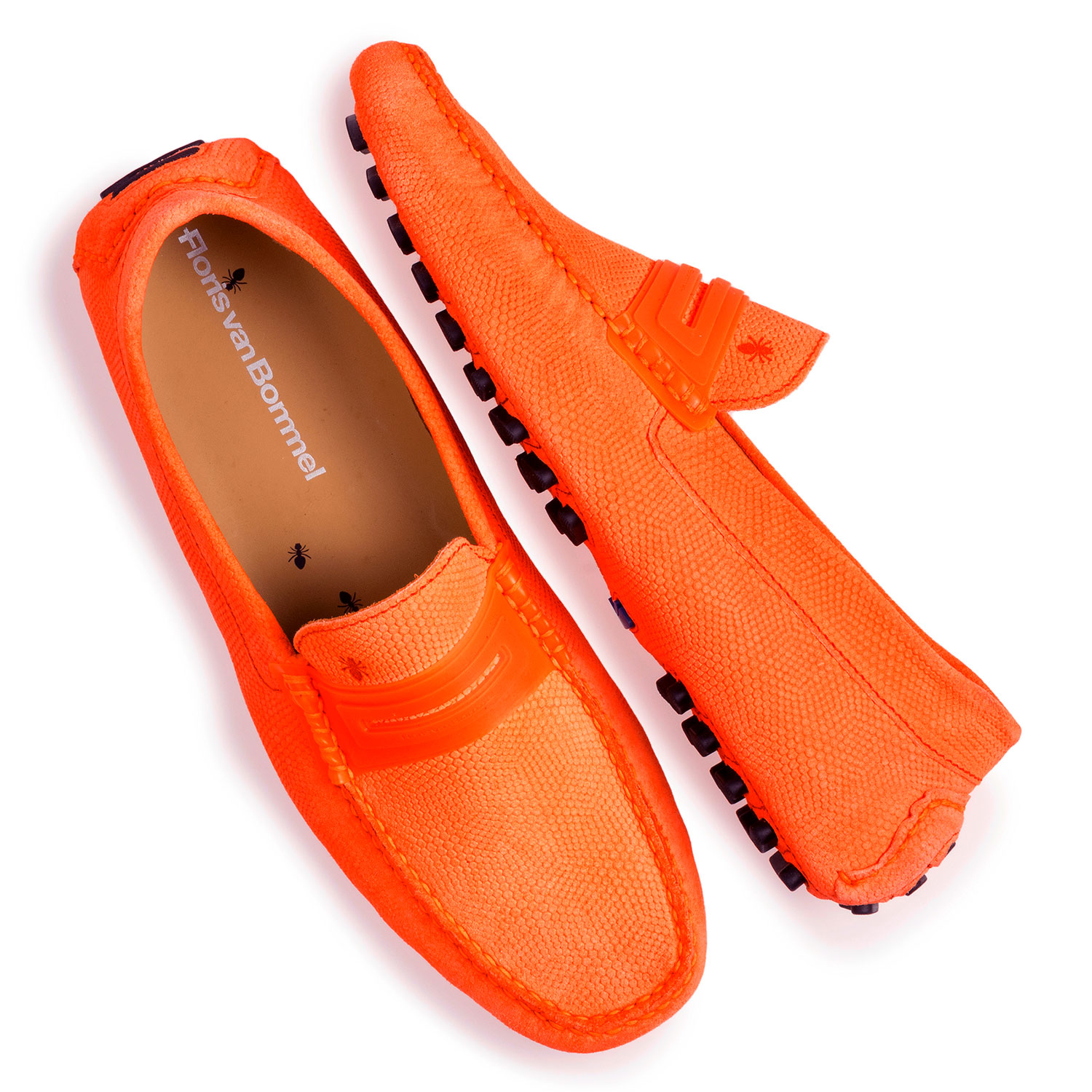15215/02 - Premium leren mocassin fluor oranje 15215/02 - Premium leren mocassin fluor oranje