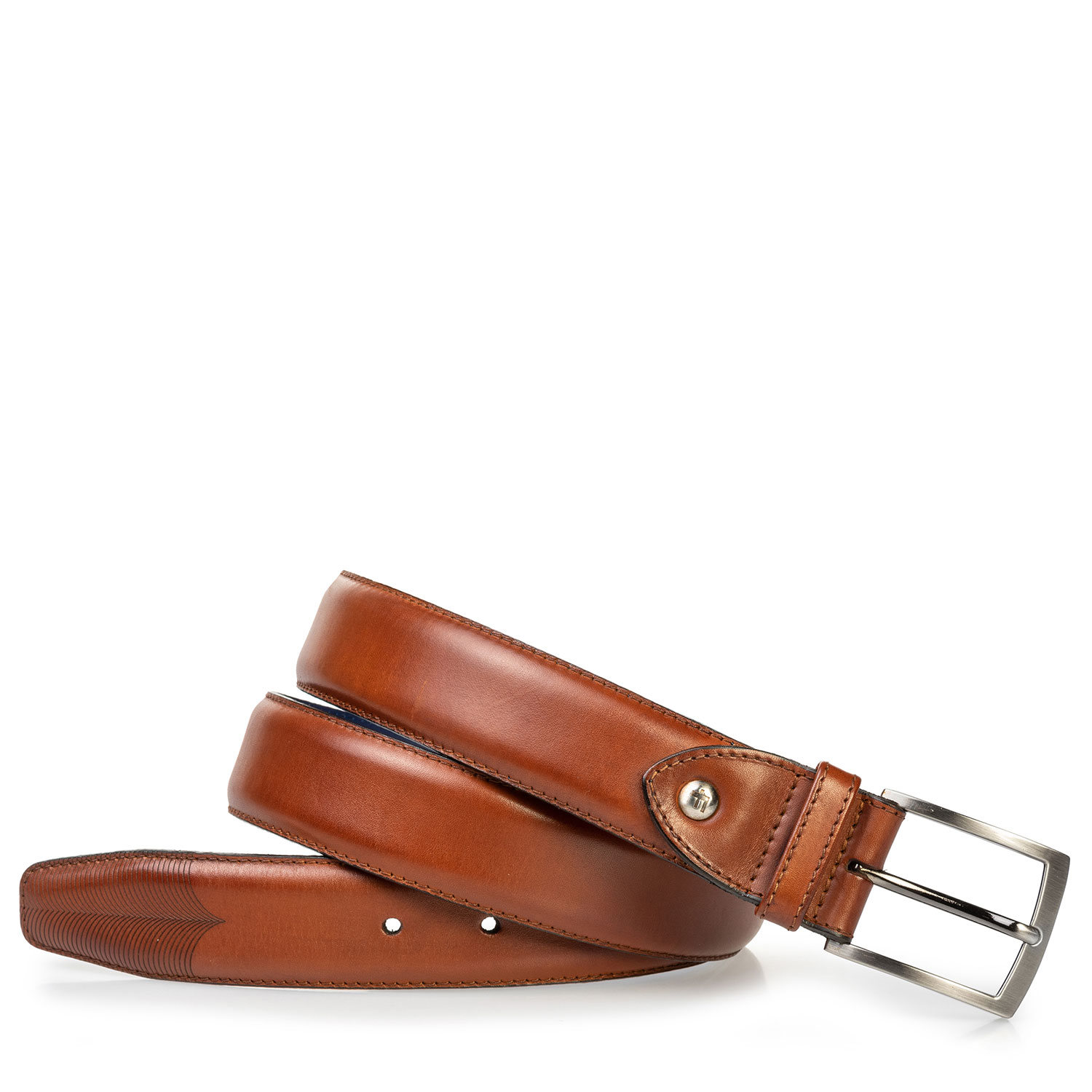 75217/00 - Leather belt with laser-cut print cognac 75217/00 - Leather belt with laser-cut print cognac