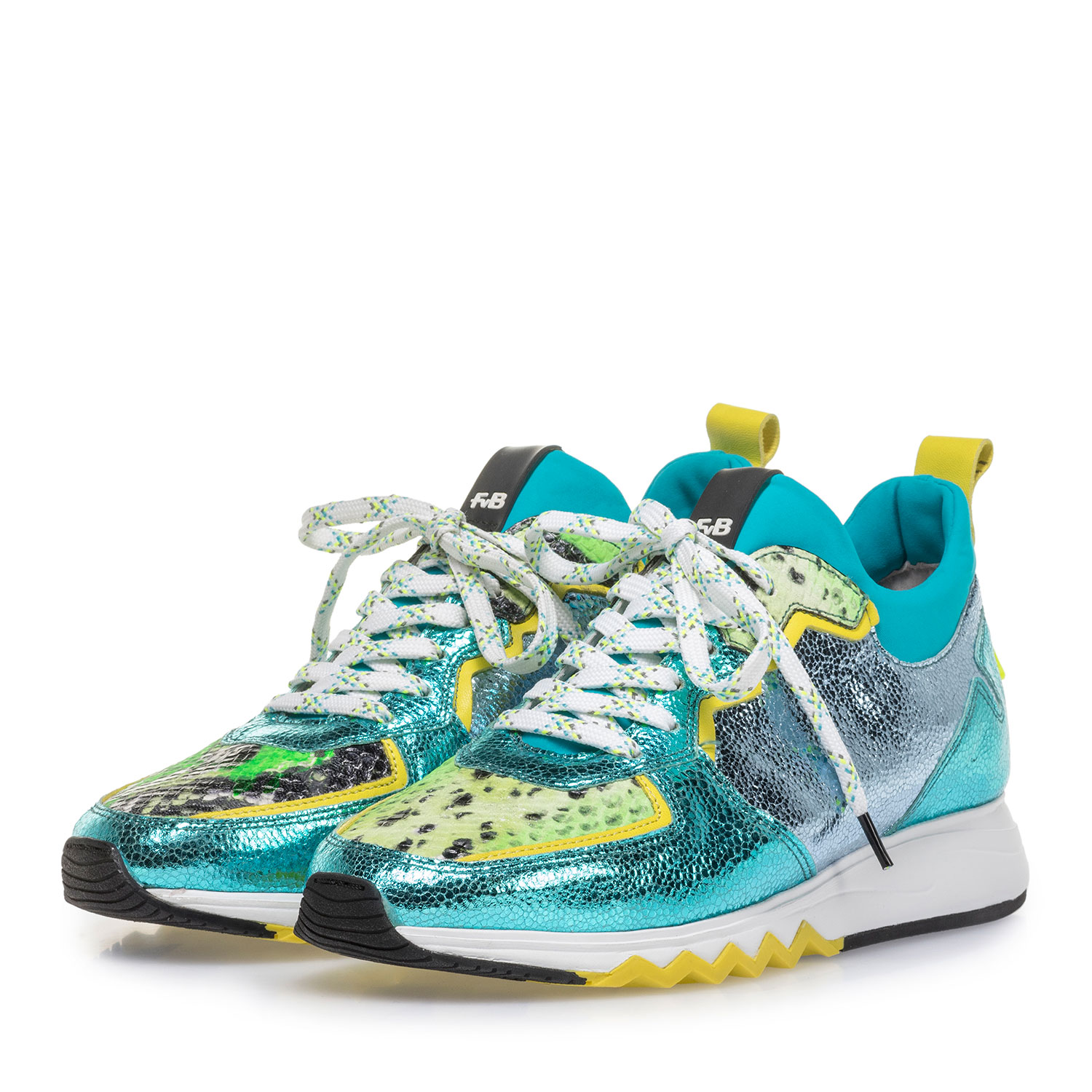 85309/08 - Sneaker met metallicprint lichtblauw 85309/08 - Sneaker met metallicprint lichtblauw